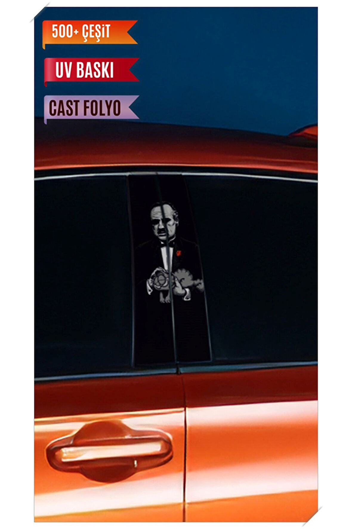 Araç Kapı Direk Kaplama Folyosu The God Father Desenli (Sağ Sol Takım) (2 Adet) - 22x50 Cm