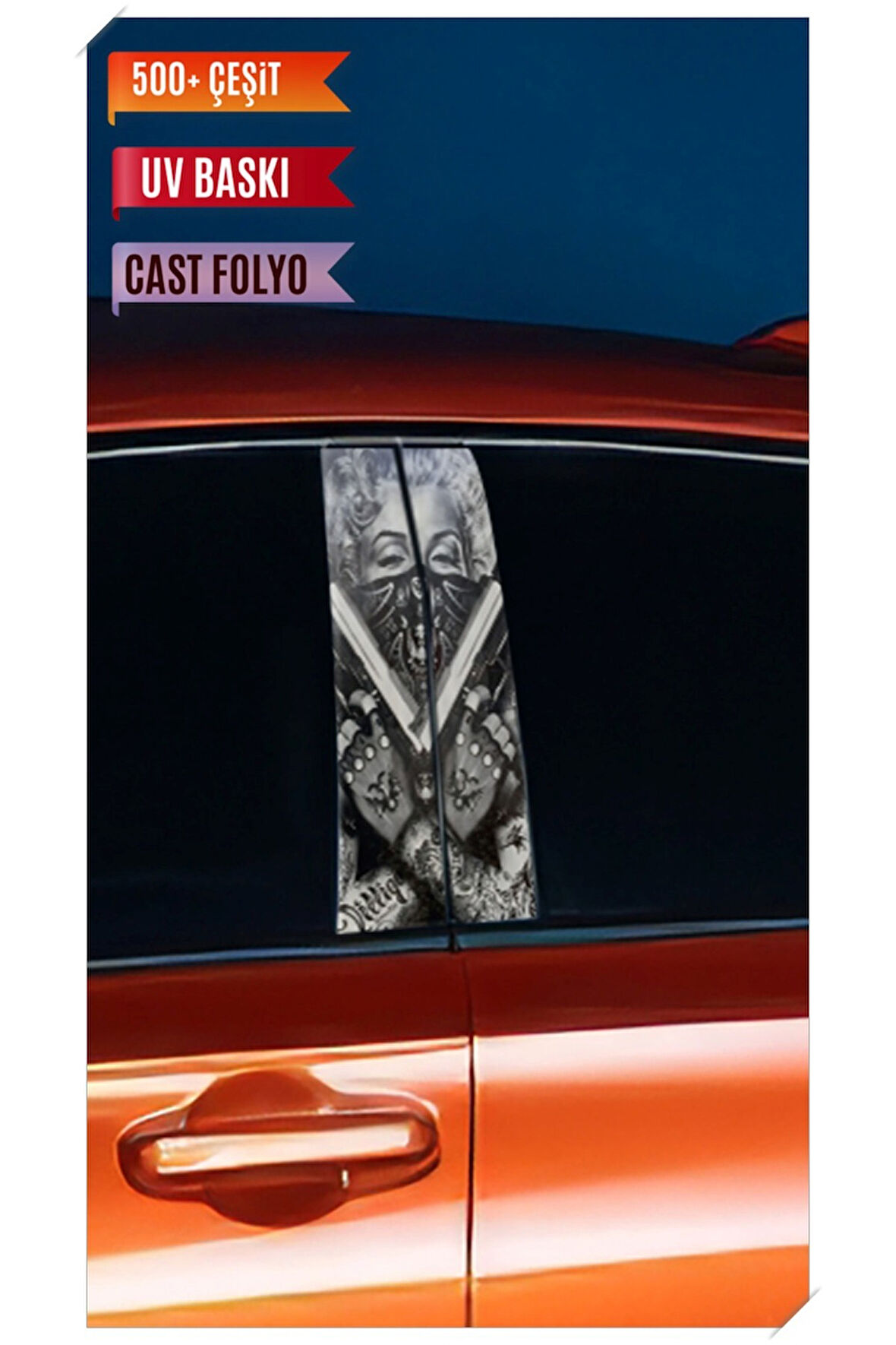 Araç Kapı Direk Kaplama Folyosu Marilyn Monroe Desenli (Sağ Sol Takım) (2 Adet) - 22x50 Cm