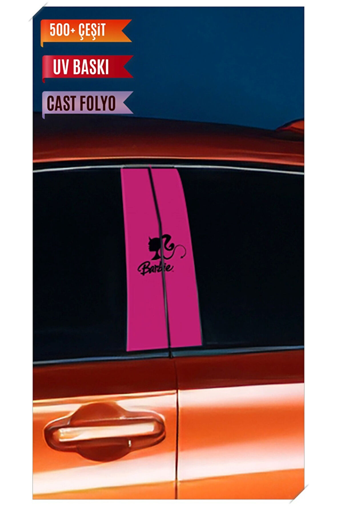 Araç Kapı Direk Kaplama Folyosu Barbie Desenli (Sağ Sol Takım) (2 Adet) - 22x50 Cm