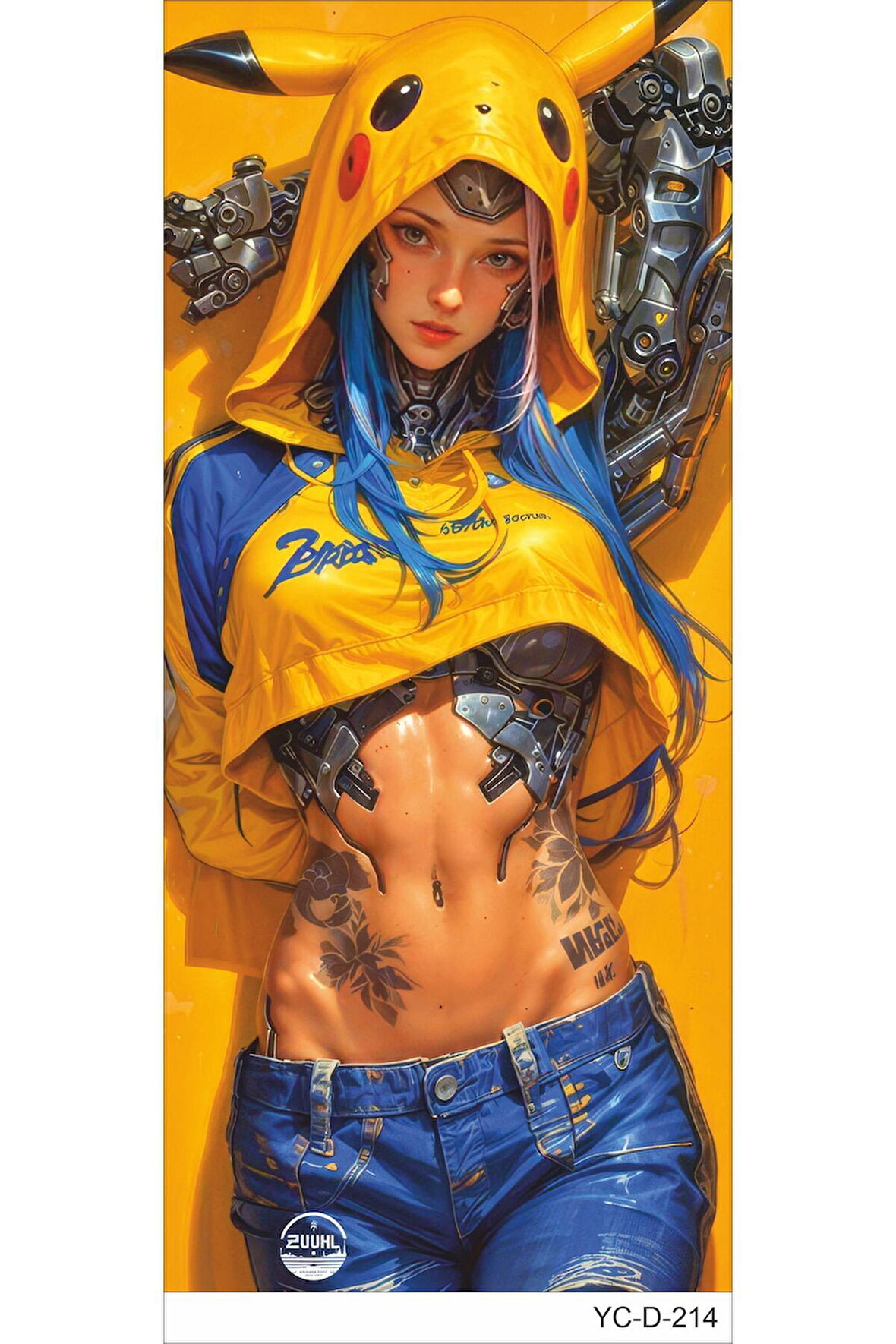 Araç Kapı Direk Kaplama Folyosu Kız Desenli (Sağ Sol Takım) (2 Adet) - 22x50 Cm