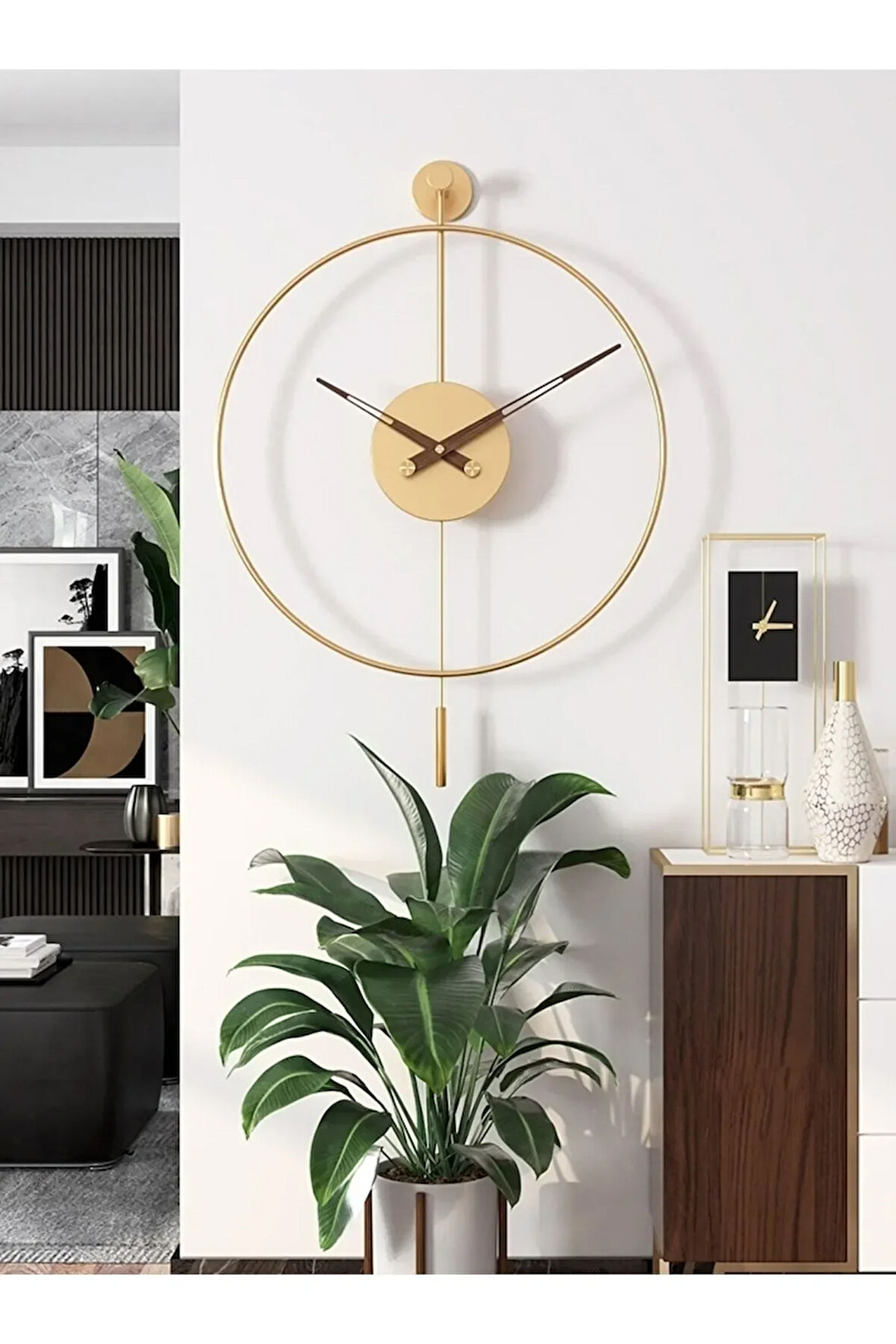 Timelles Gold Tiktok-xxl (60X80CM)-modern Dekoratif Metal Duvar Saati