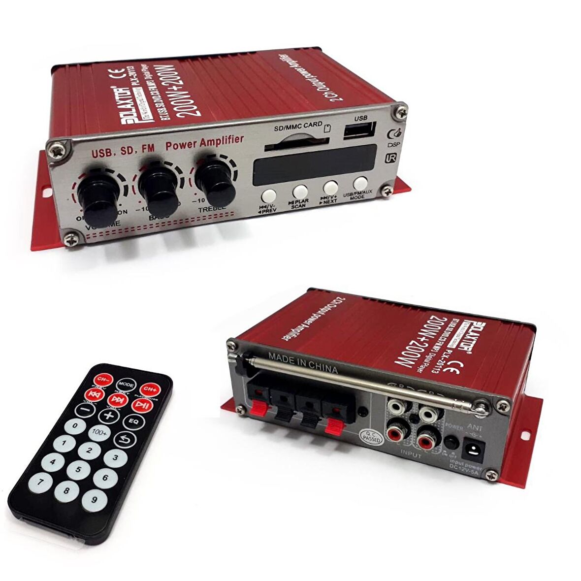 OTO ANFİ MİNİ FM RADYO 12V 400W BLUETOOTHLU USB VE SD KART GİRİŞLİ