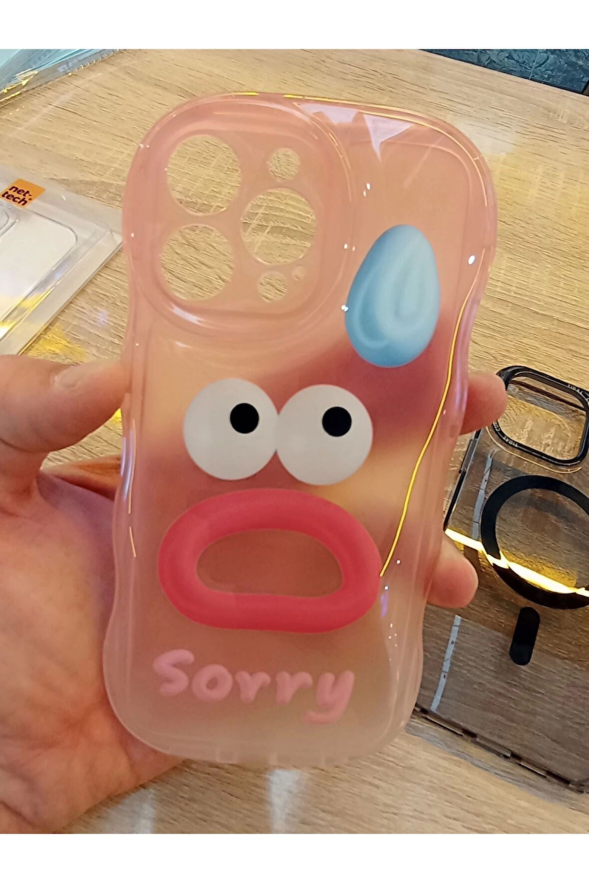 İPhone 14 Pro Max Uyumlu Sory Özel Tasarım Kamerası Yuvarlak Tasarım Pembe Kılıf