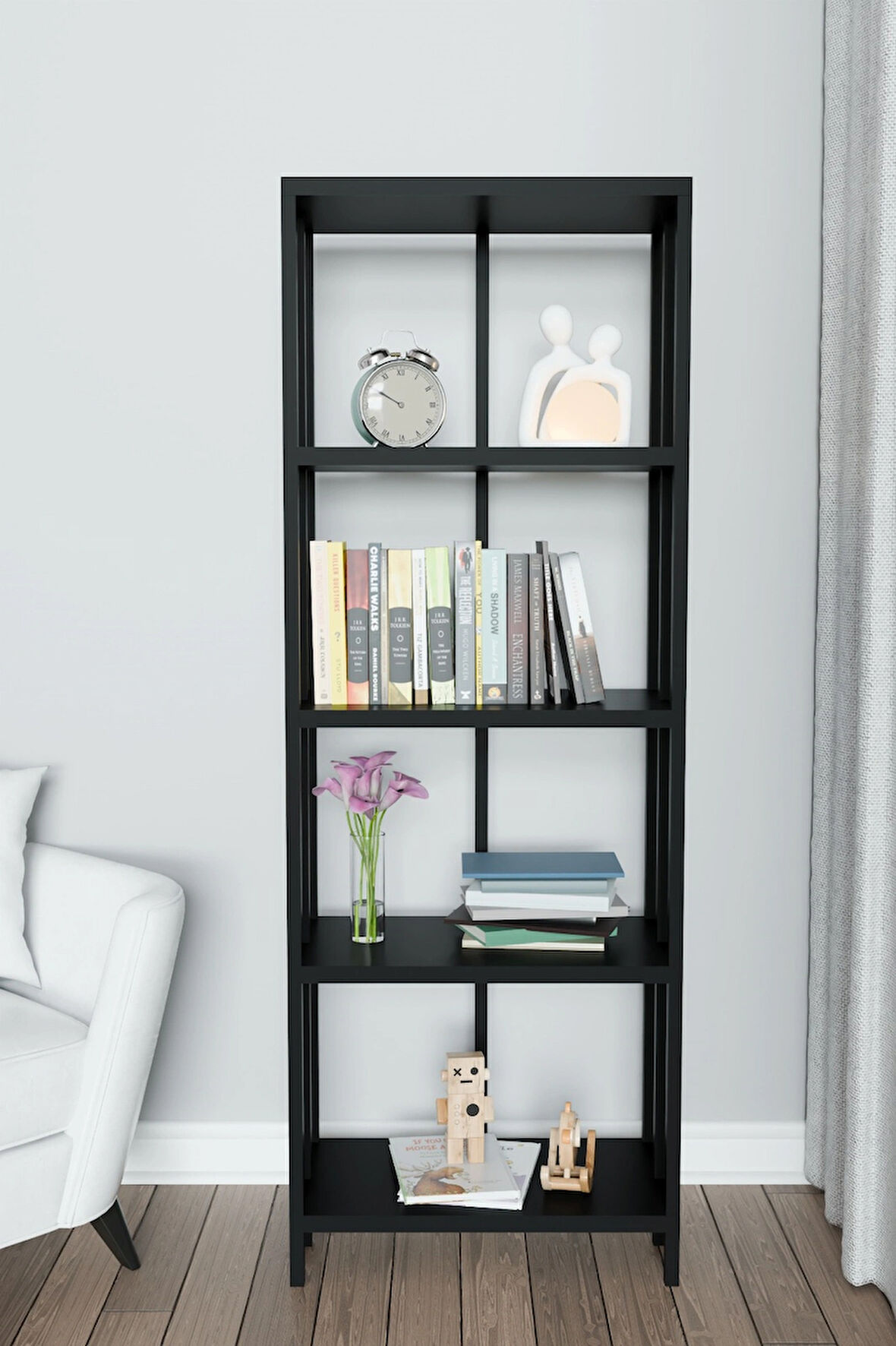 Polo 5 Raflı Plastik Kitaplık Dekoratif Kitaplık Pratik Kitaplık