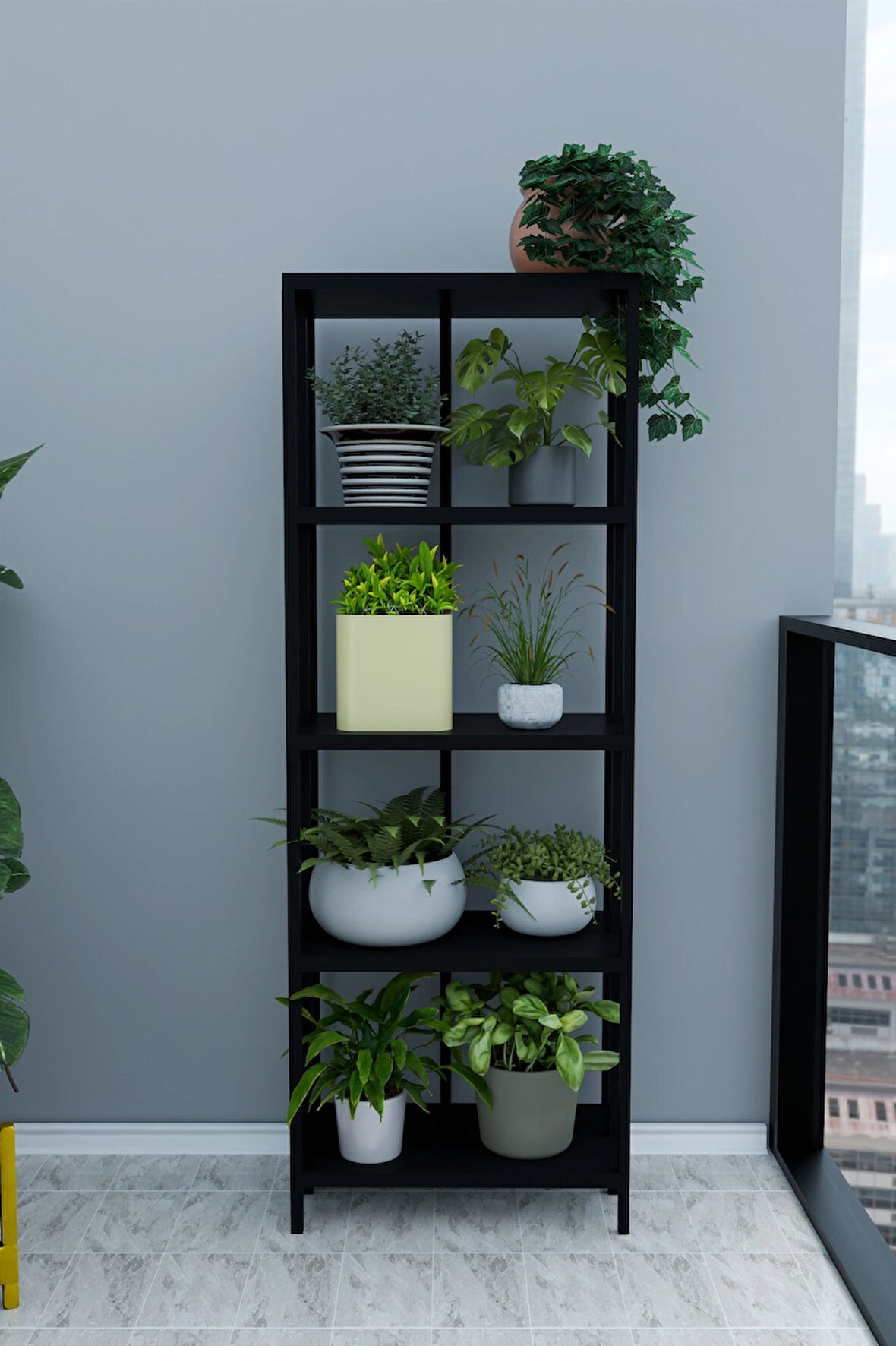 Polotek Plastik 5 Raflı Çiçeklik Bahçe Düzenleyici Saksı Organizer Çiçek Rafı