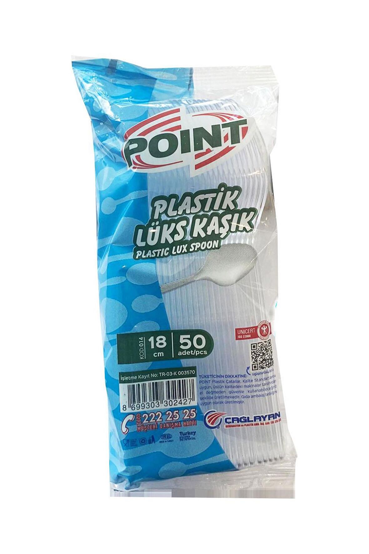 Point Plastik Lüx Şeffaf Kaşık - 18 Cm. - 3.2 Gr. - 3000 Adet - Koli