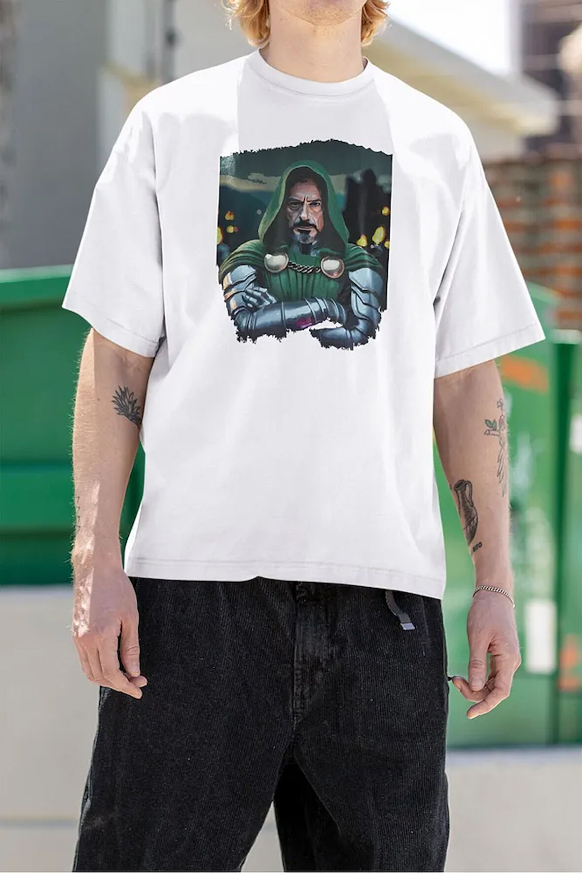 Doom Baskılı Unisex Tişört, Oversize Doctor Doomstay Marvel Karakter Tişört