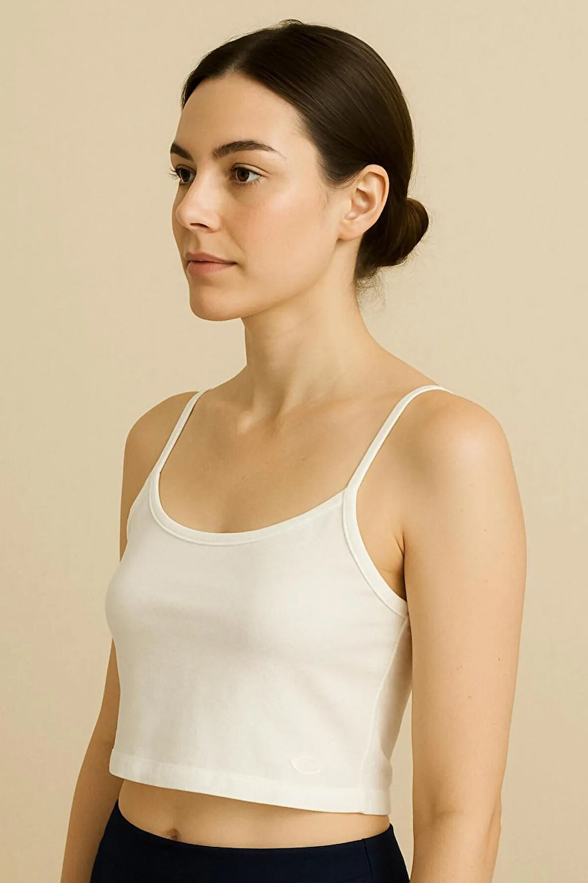 Fibula Moda Kadın Beyaz Polyester Crop