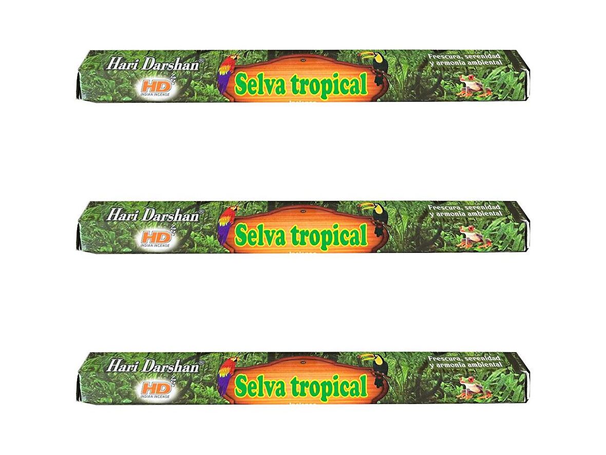 Hari Darshan Selva Tropical Yağmur Ormanları Çubuk Tütsü - Oda Ortam Kukusu - 20 Adetlik 3 Paket