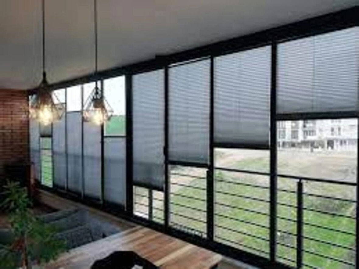 Cam balkon perdesi pilise perde katlanır stor perde GRİ