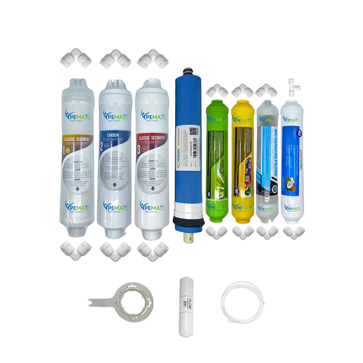 PWS Kapalı Kasa Su Arıtma Cihazlarına uygun Eco  8li Vontron mebran Alkali+mineral+detox set