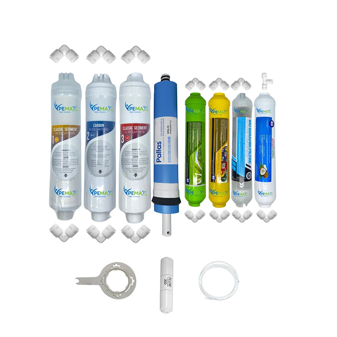 PWS Kapalı Kasa Su Arıtma Cihazlarına uygun Eco  8li Pallas mebran Alkali+mineral+detox set