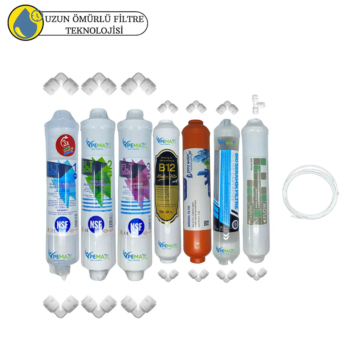 PWS Kapalı Kasa Su Arıtma uygun Sertifikalı 7li mebransız purefer+B12 Alkali+mineral+detox set