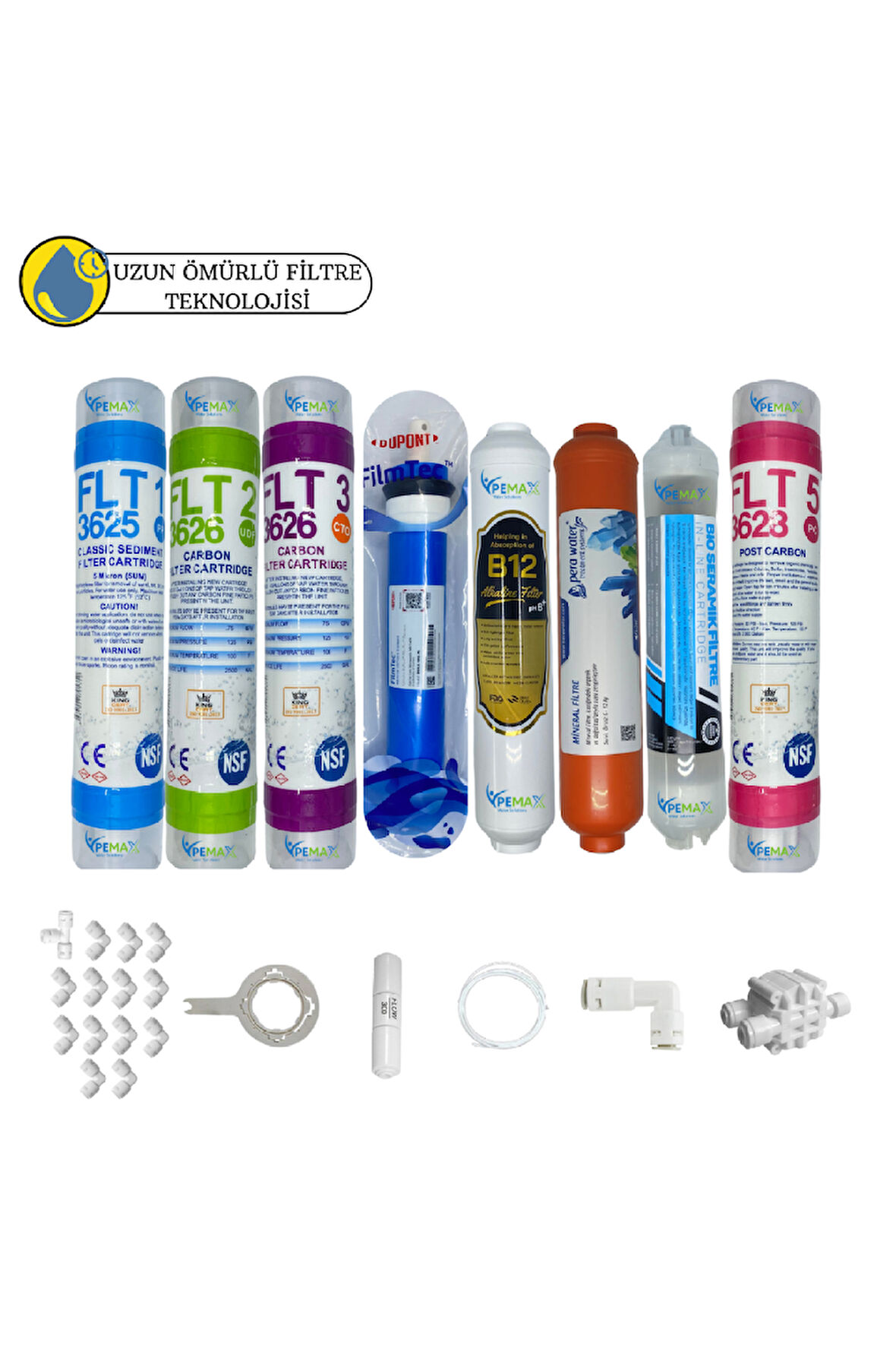 PWS Kapalı Kasa Su Arıtma Cihazları Sertifikalı 8li Orijinal Filmtec mebran tat+B12+mineral+detox