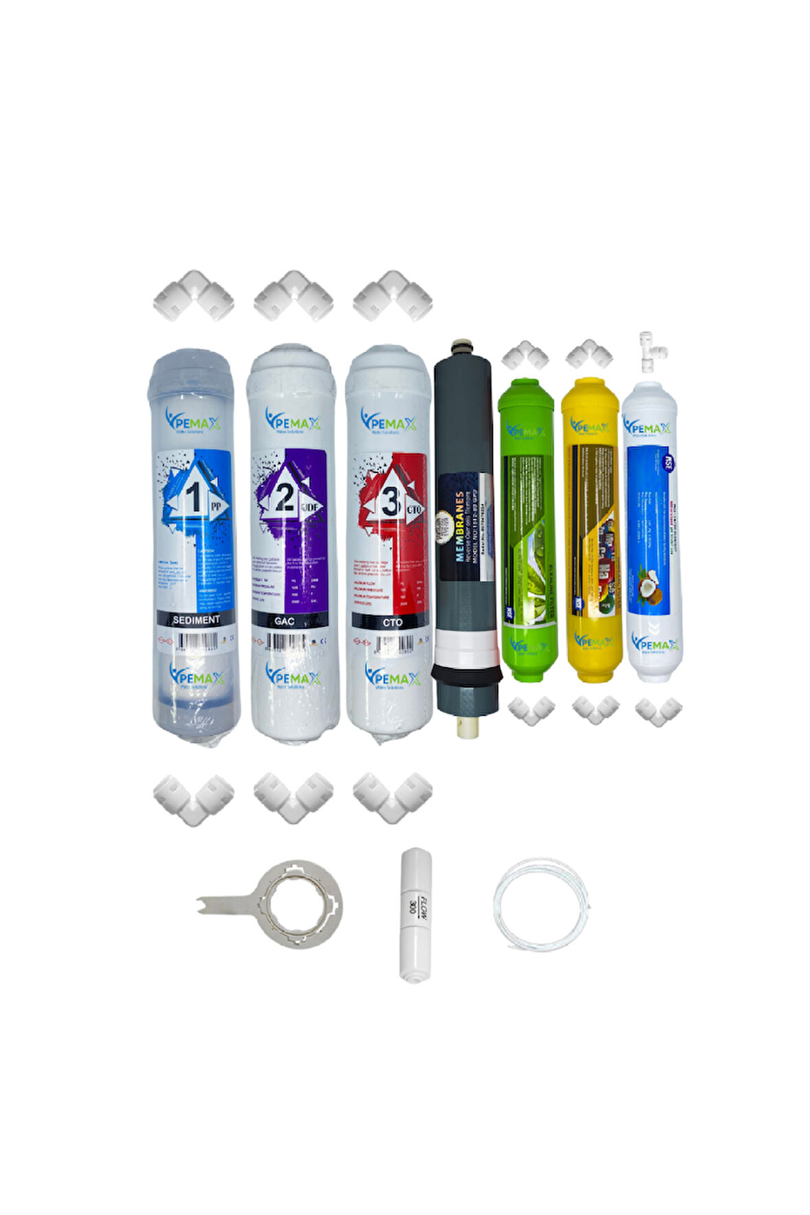PWS Kapalı Kasa Su Arıtma cihazına uygun STD 7li Platinium mebran Alkali+mineral+tatlandırıcı set