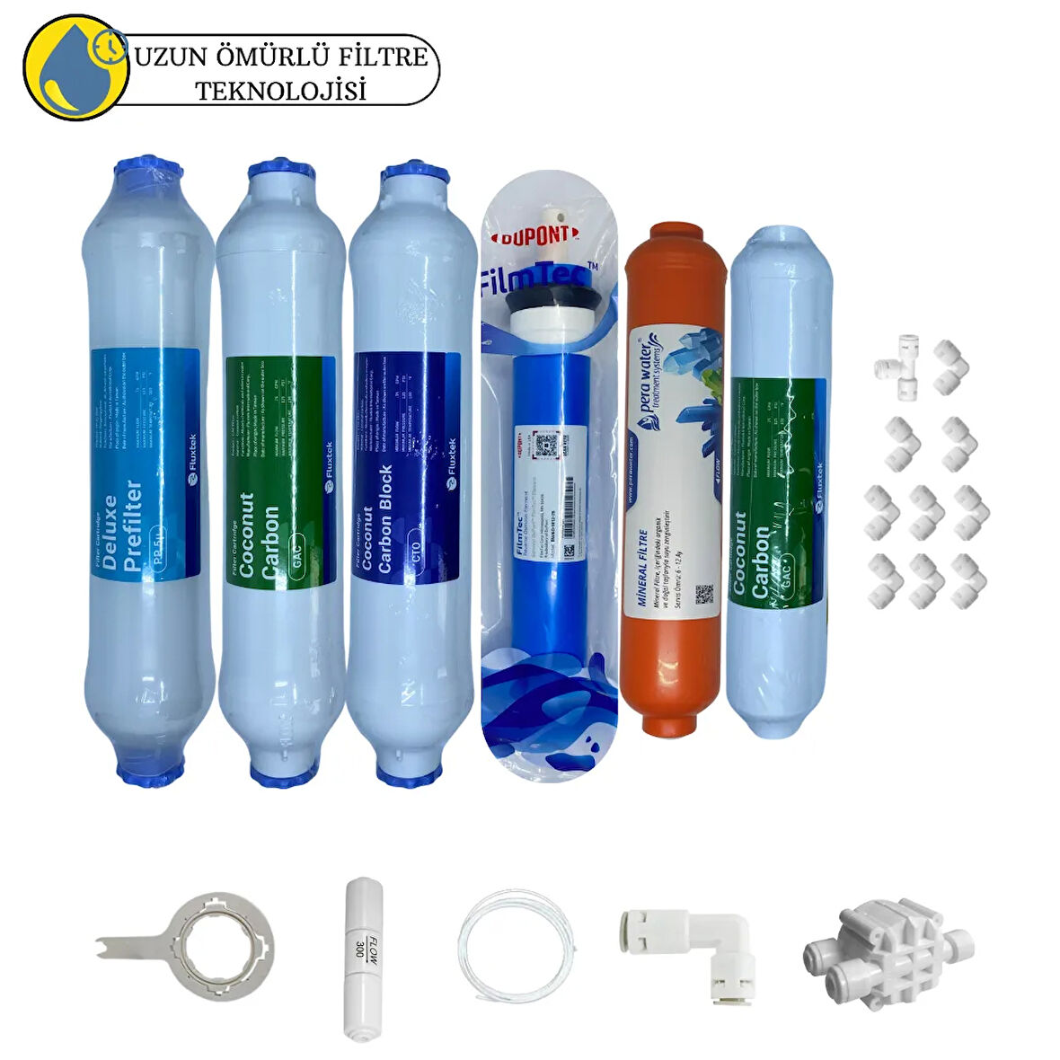 Fluxtek Kapalı Kasa Su arıtma cihazlarına Sertifikalı 6lı Pera Water mineral Filmtec Dupon mebran