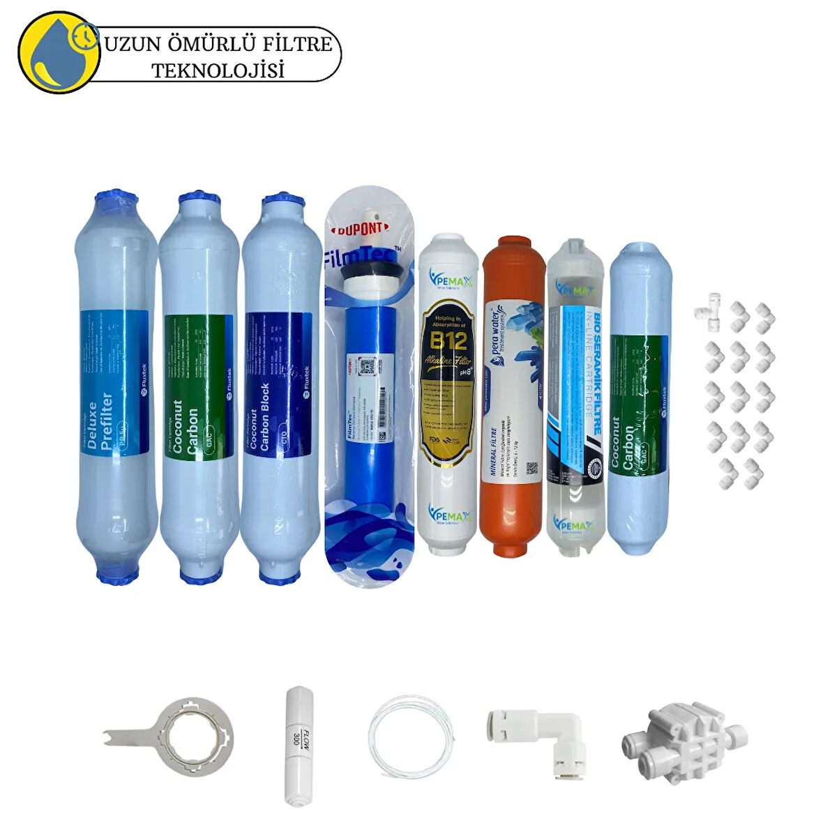 Fluxtek Kapalı Kasa Su arıtma Uluslar arası Sertifikalı 8li  Pera Water mineral Filmtec Dupon mebran