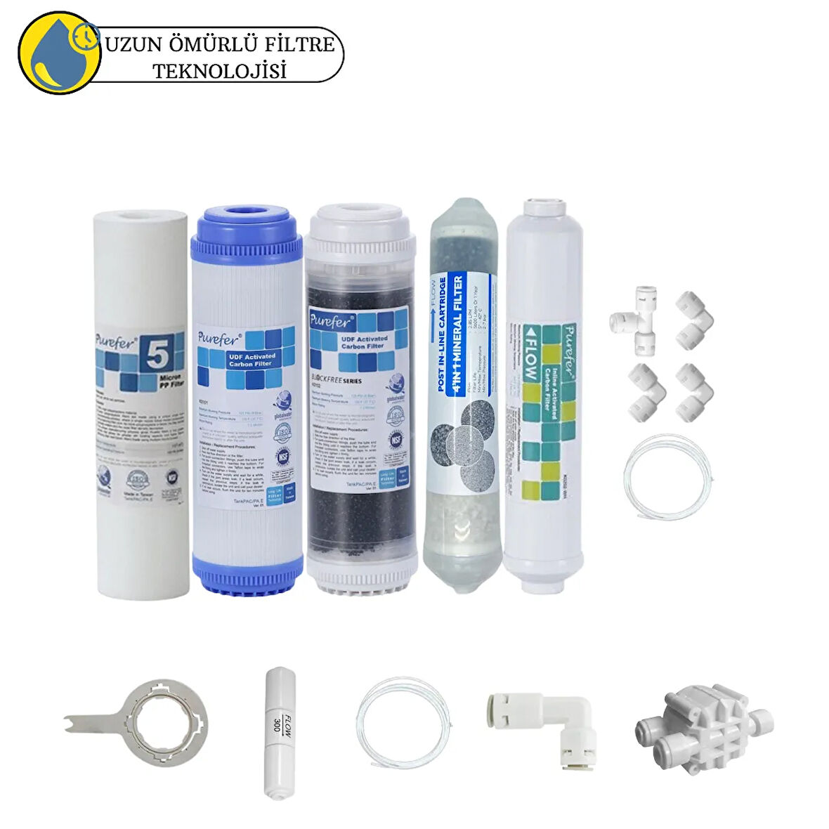 Purefer Açık kasa çift karbonlu Sertifikalı 5li mebransız Şeffaf 4lü mineral