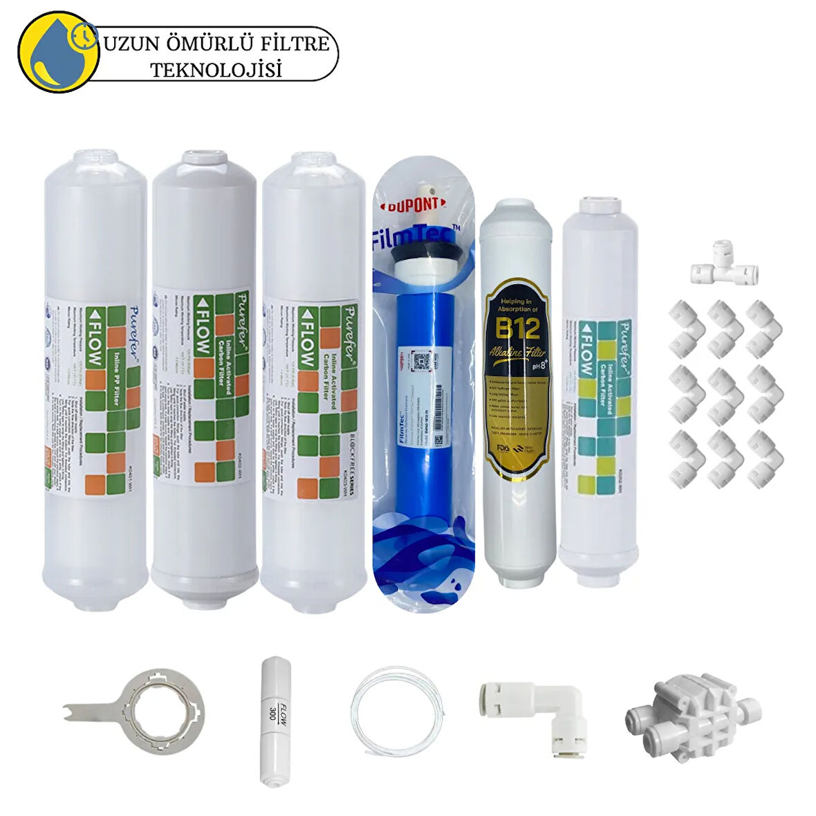 Purefer Kapalı kasa Su arıtma Cihazlarına Sertifikalı 6li Filmtec Dupon mebran  B12 Alkalili