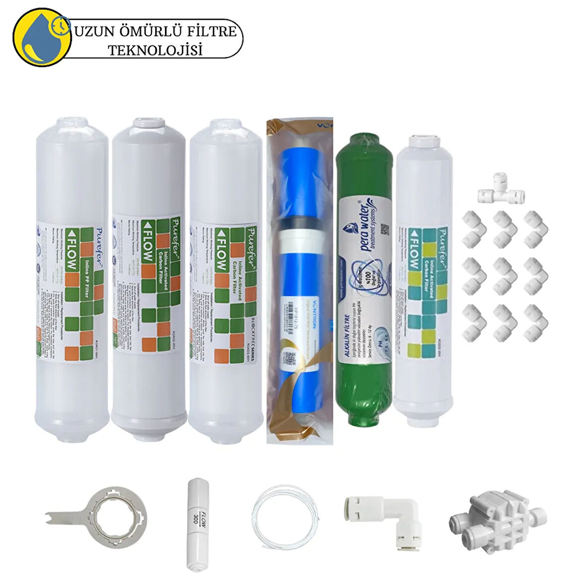 Purefer kapalı Kasa Su Arıtma Cihazlarına Sertifikalı 6li Vontron Helixfil Yüksek Tds mebran  alkali