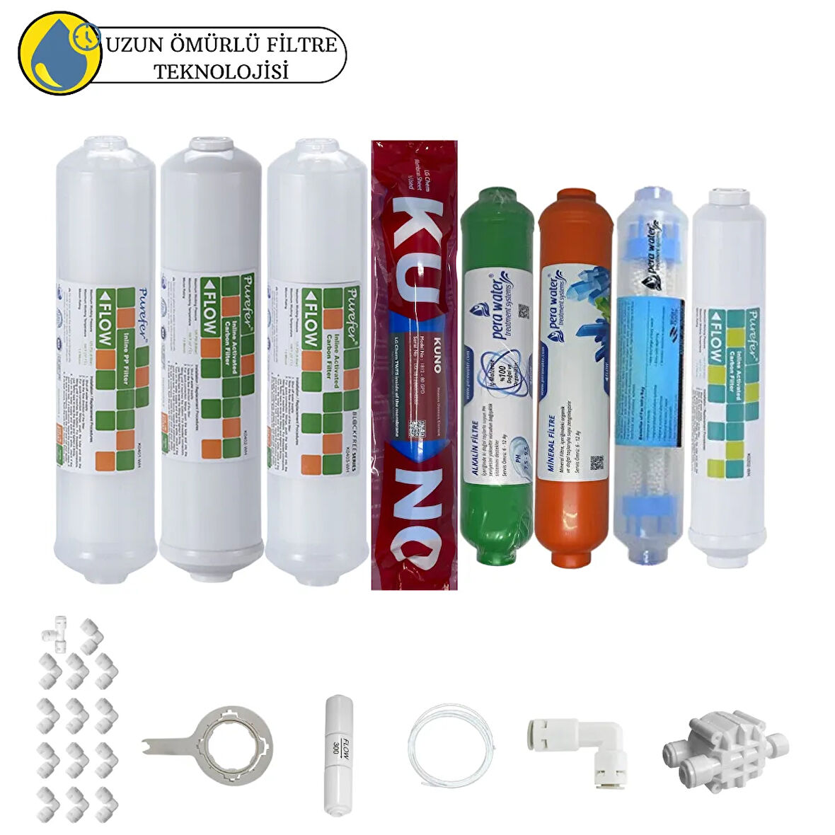 Purefer kapalı Kasa Su Arıtma Cihazlar Sertifikalı 8li Orijinal Lg Kuno mebran  mineral+alkali+detox