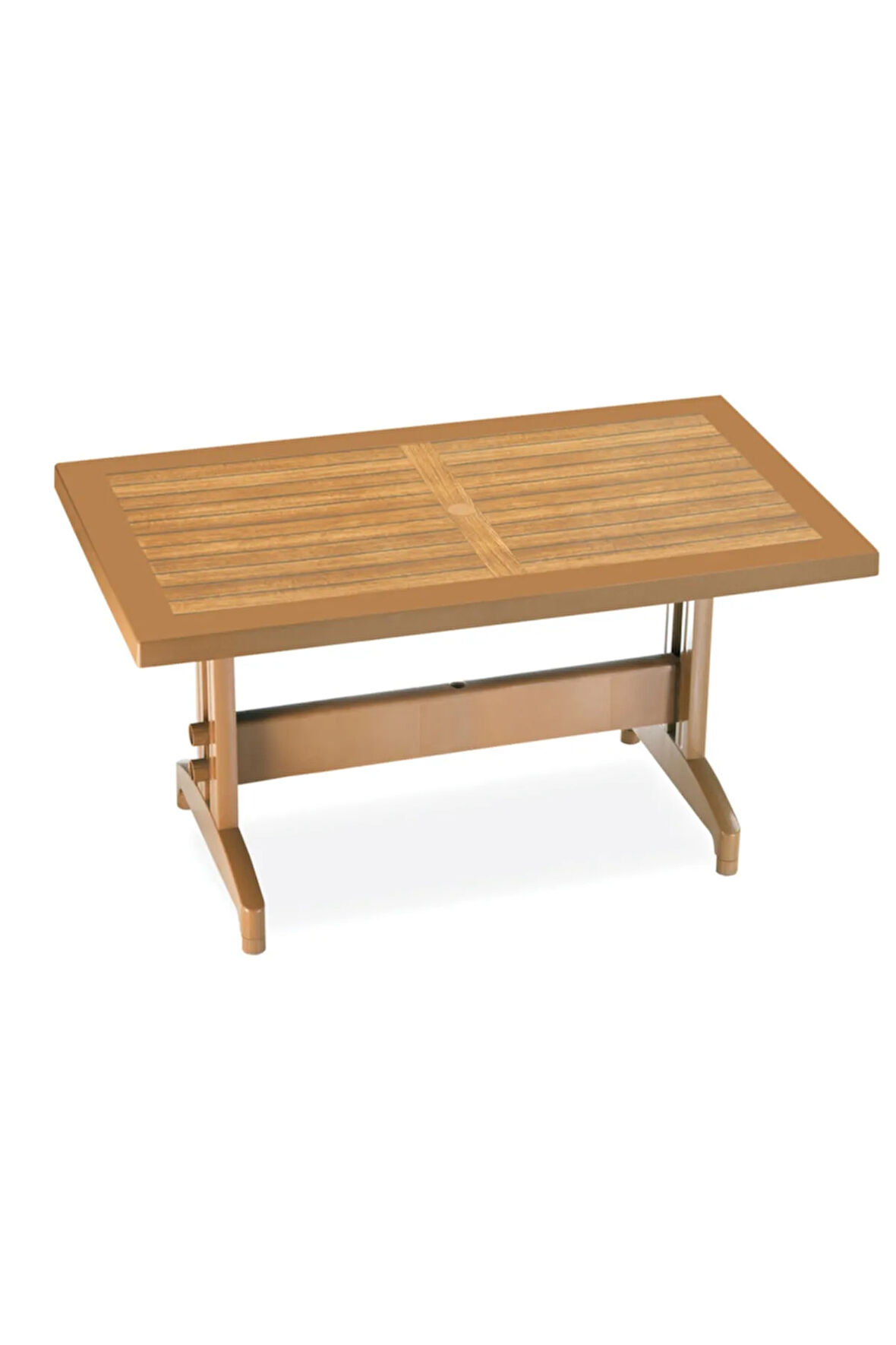 Pera Masa Plastik Bahçe Masası Teak Ahşap Desenli Dikdörtgen 70 cm X 120 cm