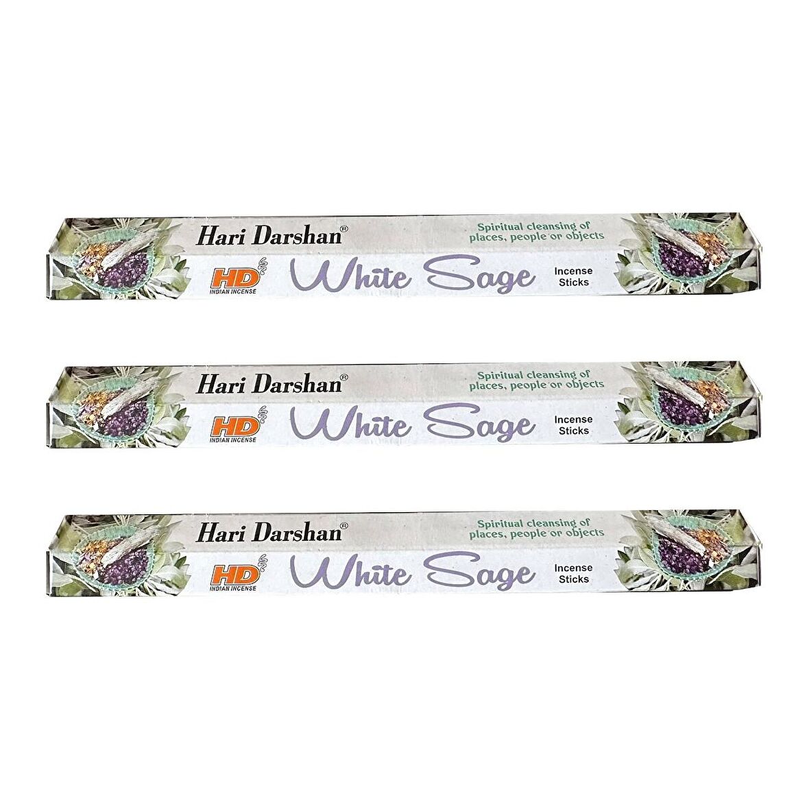 Hari Darshan White Sage Çiçek Çubuk Tütsü - Oda Ortam Kukusu - 20 Adetlik 3 Paket