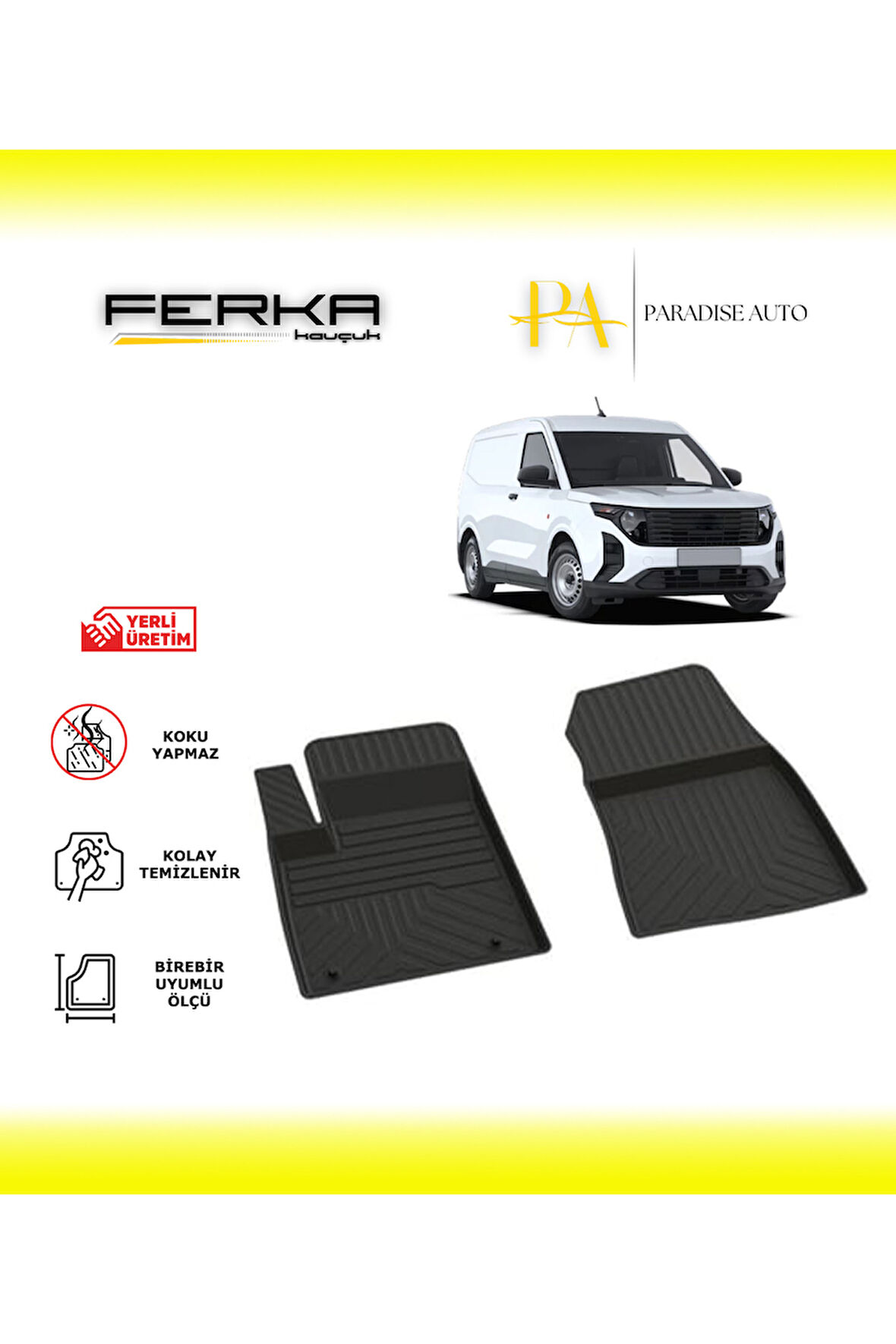 Ford Courier Ön 2 Parça 2024 ve Üstü 4D Havuzlu Paspas