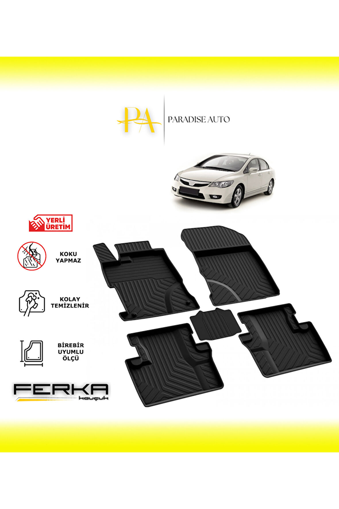 Honda Civic 8 Sedan (FD6) 2007-2012 4D Havuzlu Paspas
