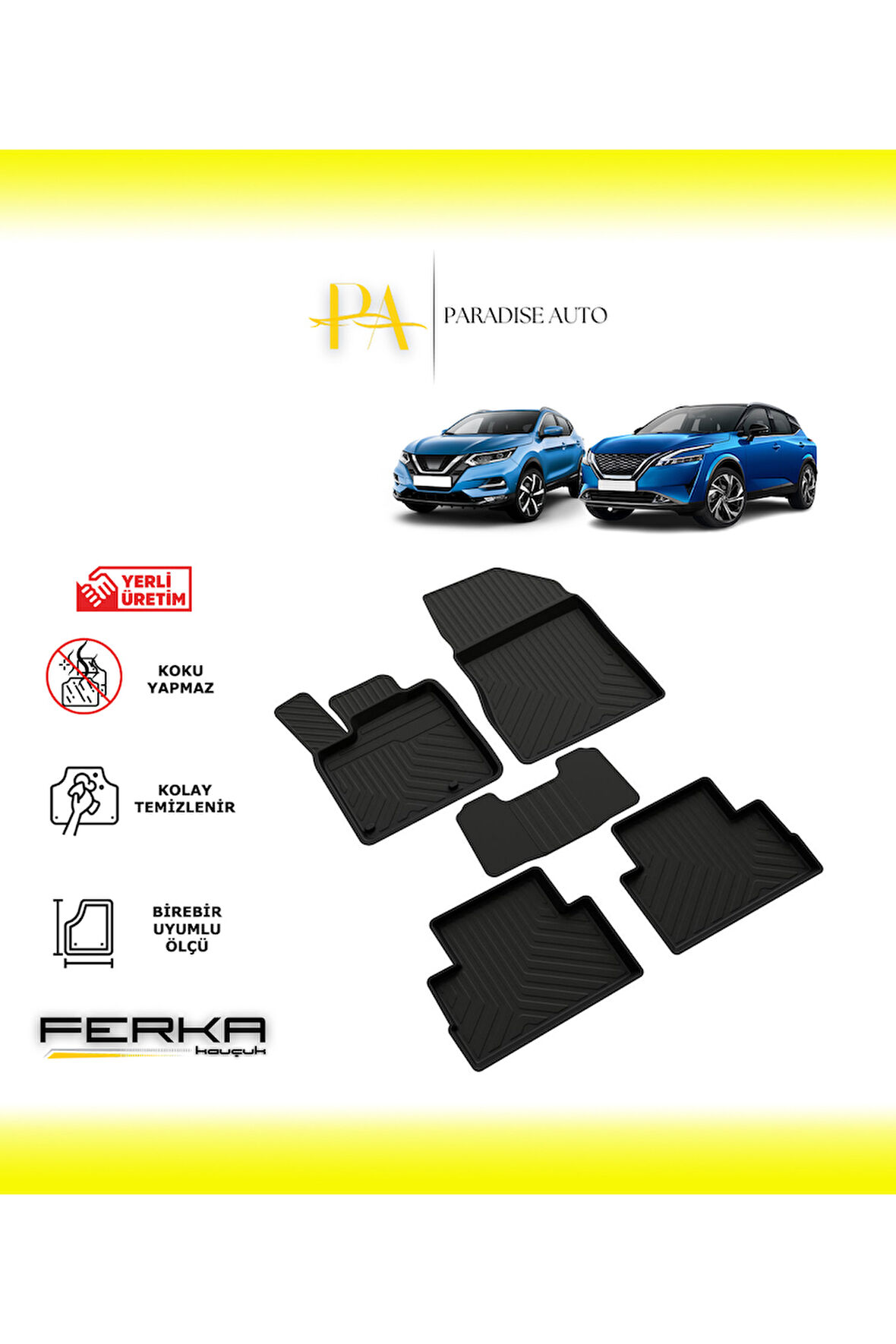 Nissan Qashqai 3 Elektrikli 2021 ve Üstü 4D Havuzlu Paspas