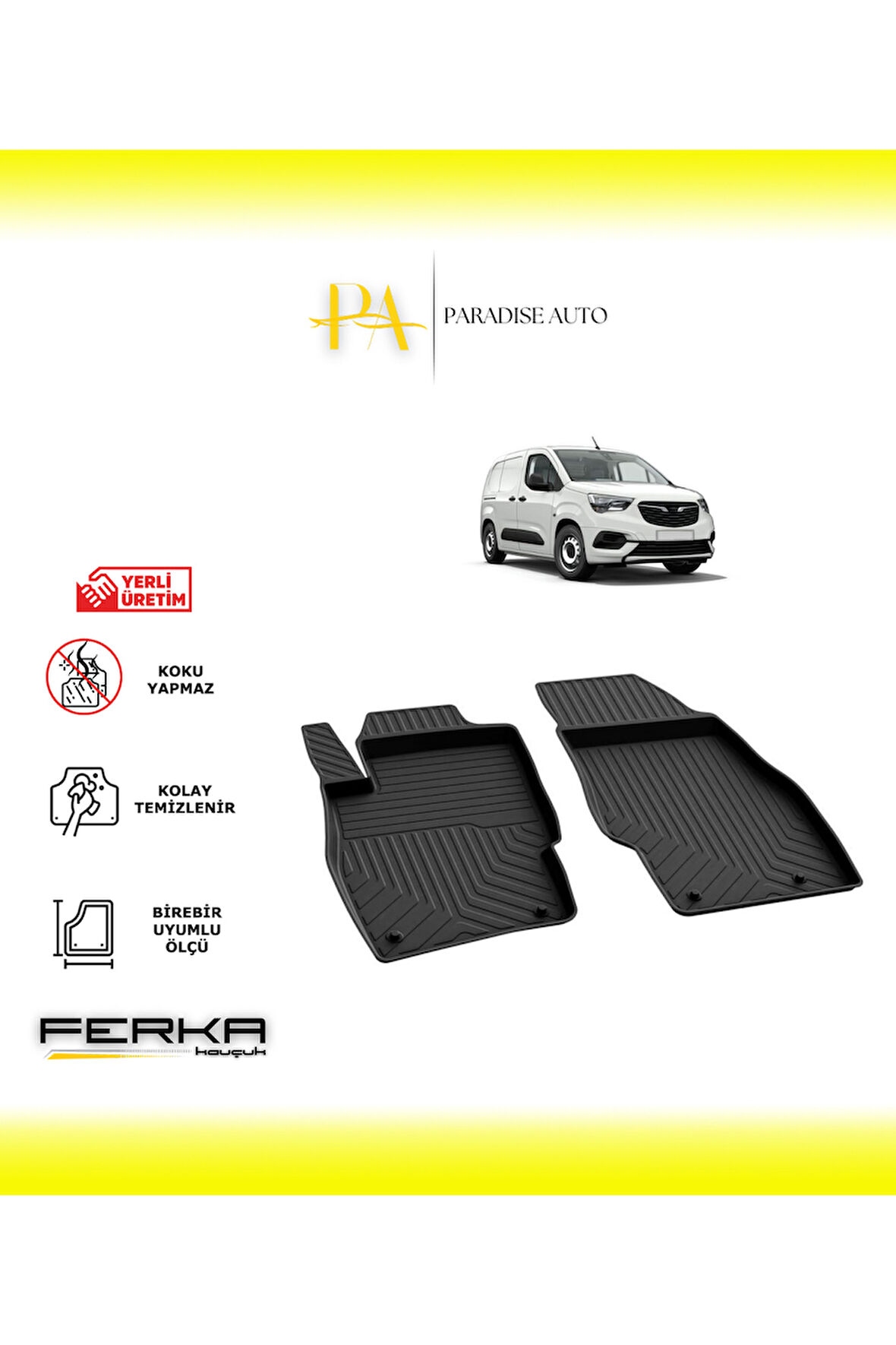 Opel Combo E Ön 2 Parça 2018 ve Üstü 4D Havuzlu Paspas
