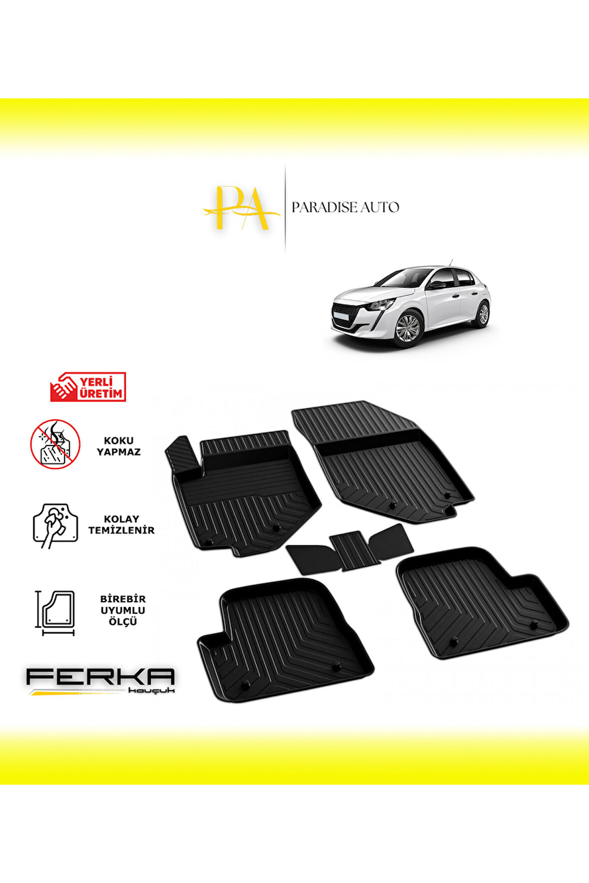 Peugeot 208 2019 ve Üstü 4D Havuzlu Paspas