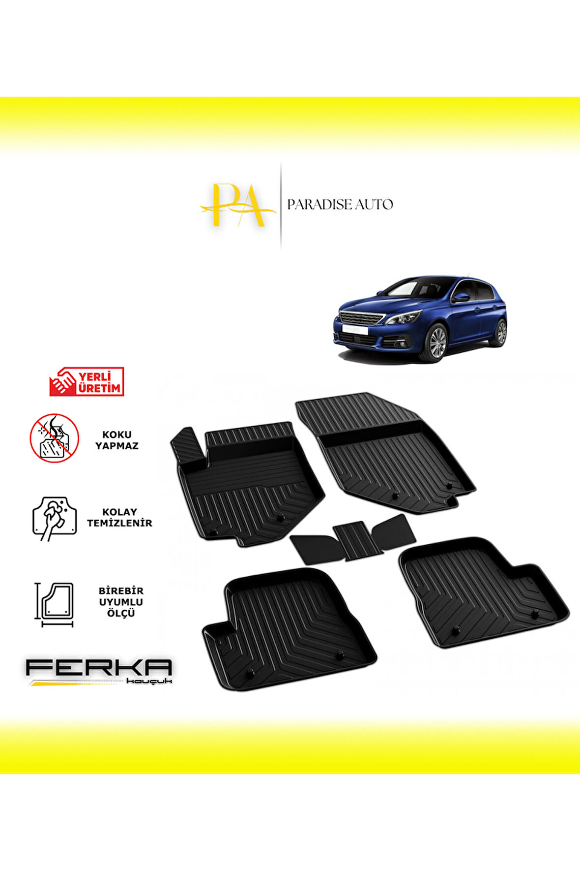 Peugeot 308 2 Active 2018-2021 4D Havuzlu Paspas