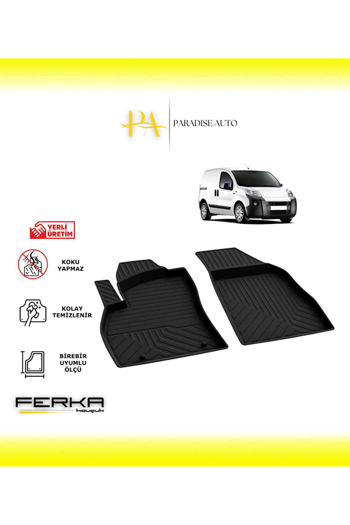 Peugeot Bipper Ön 2 Parça 2008 ve Üstü 4D Havuzlu Paspas