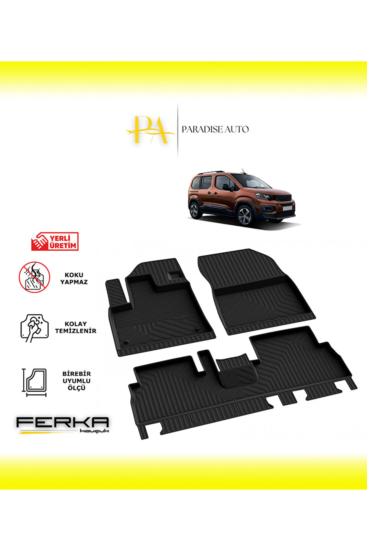 Peugeot Rifter 2019 ve Üstü 4D Havuzlu Paspas