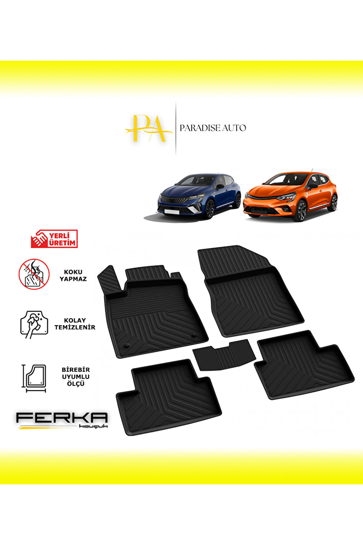 Renault Clio 5-6 2019 ve Üstü 4D Havuzlu Paspas