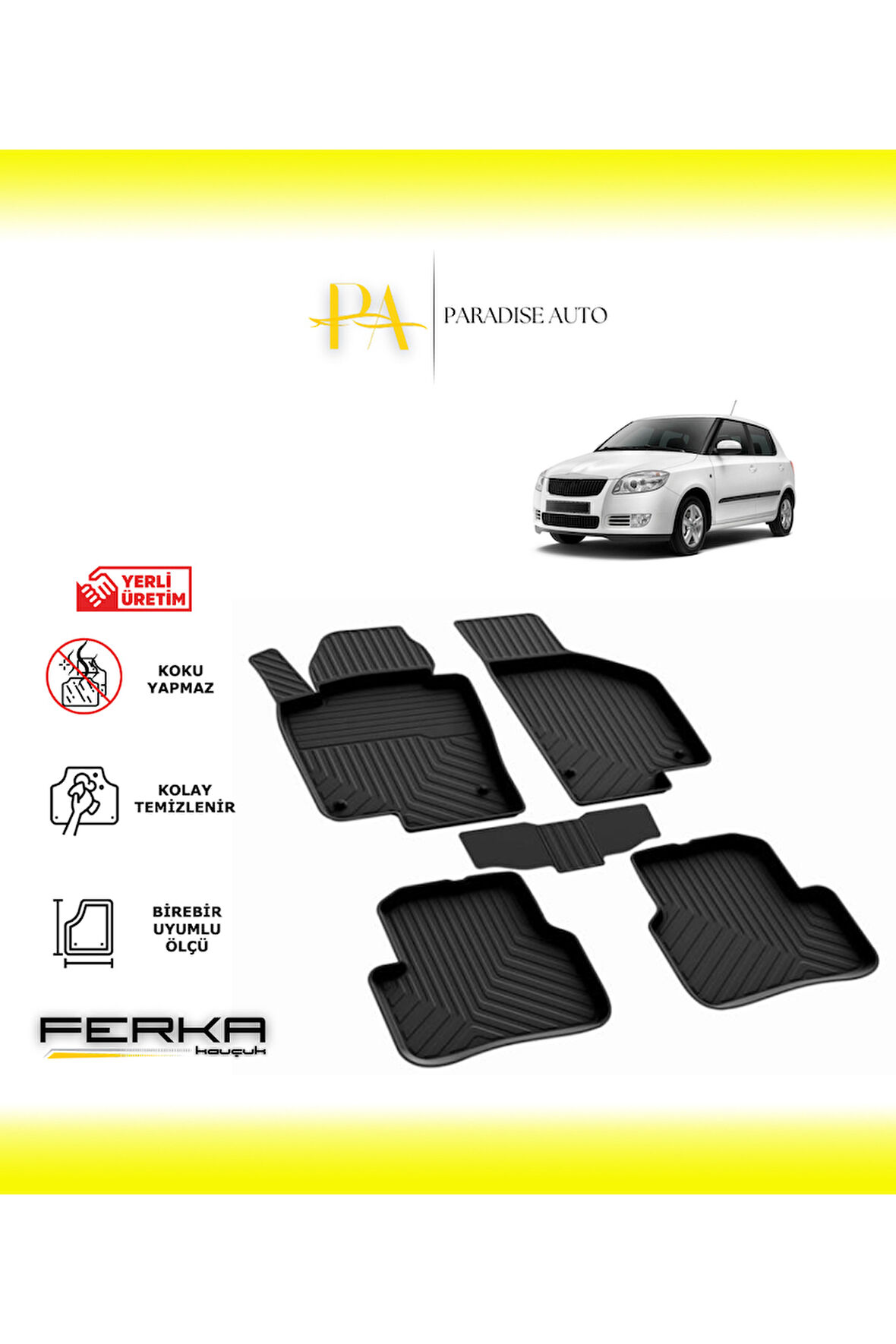 Skoda Fabia 2 2007-2014 4D Havuzlu Paspas