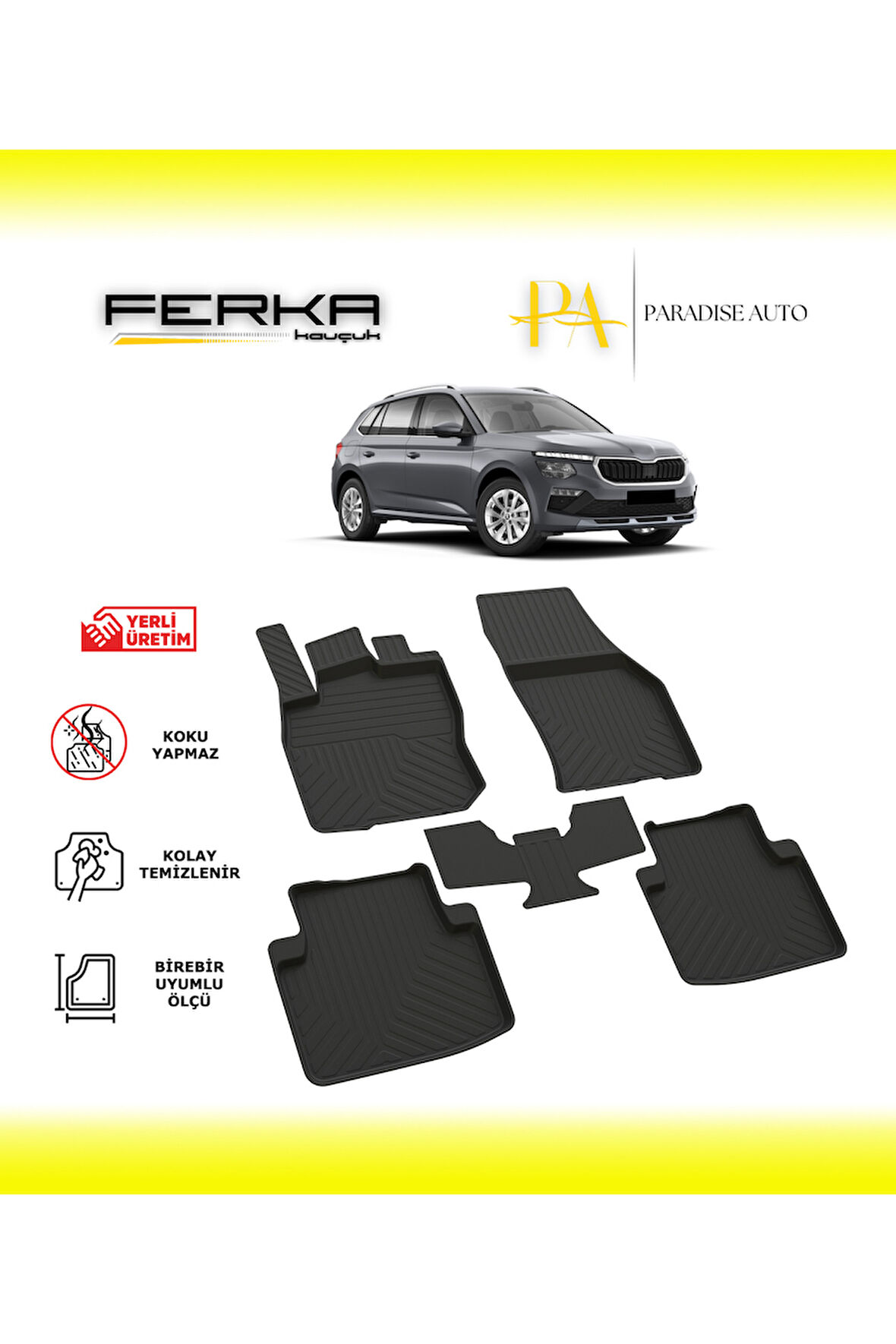 Skoda Kamiq 2024 ve Üstü 4D Havuzlu Paspas