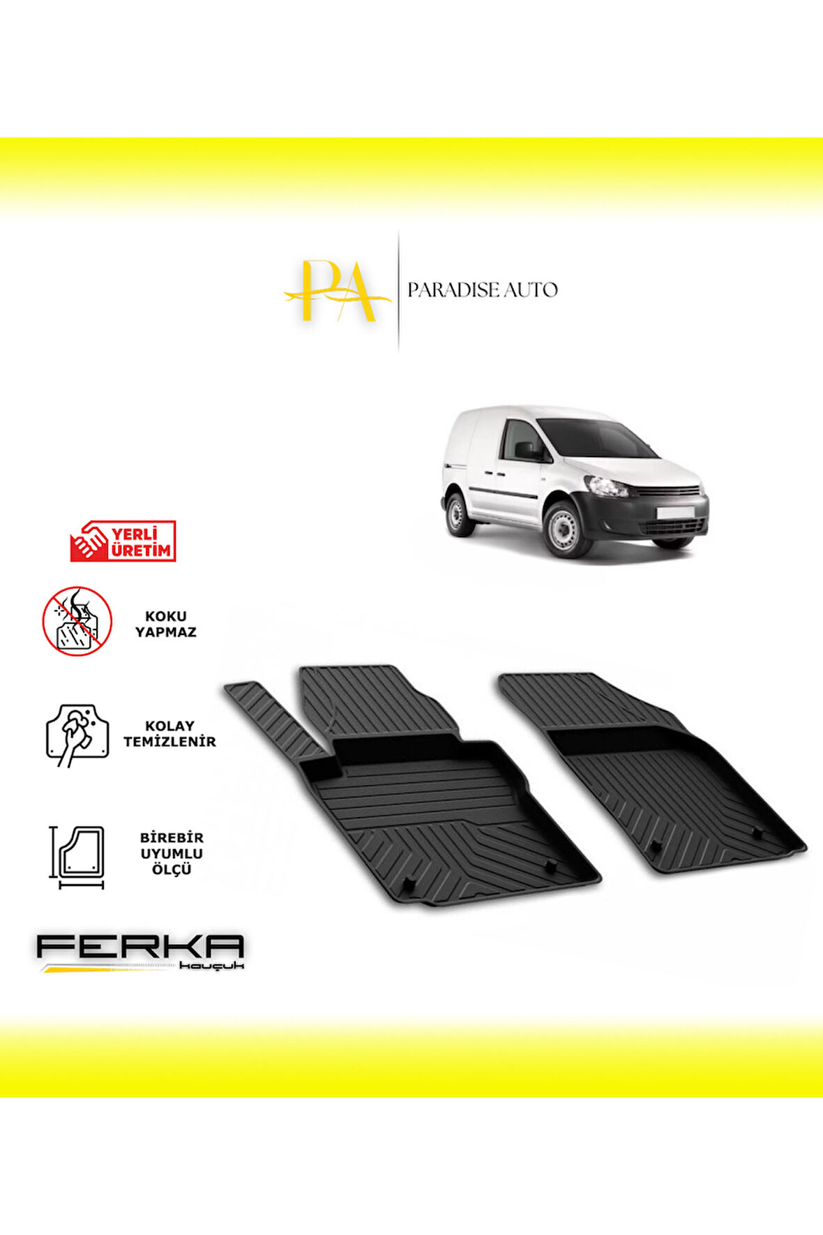 Volkswagen Caddy 3-4 Ön 2 Parça 2004-2018 4D Havuzlu Paspas