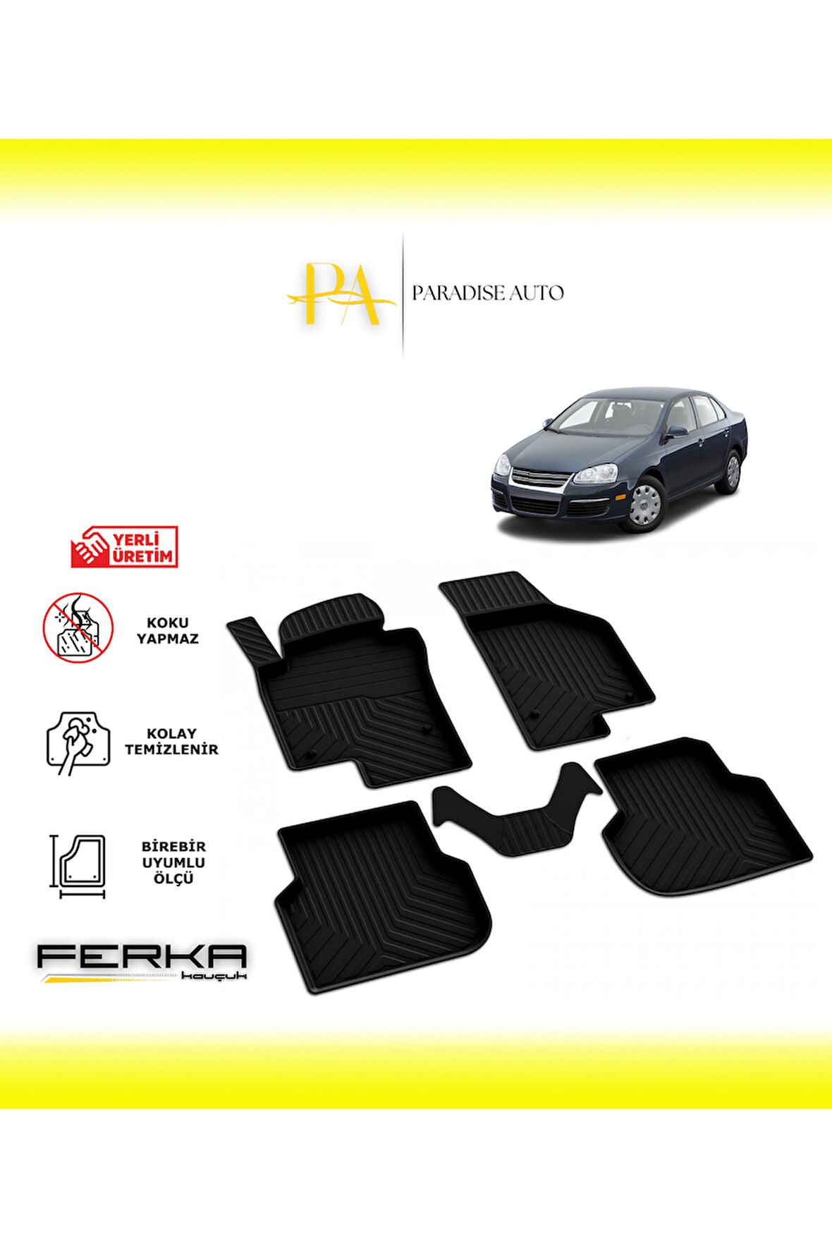 Volkswagen Jetta 5 2005-2010 4D Havuzlu Paspas