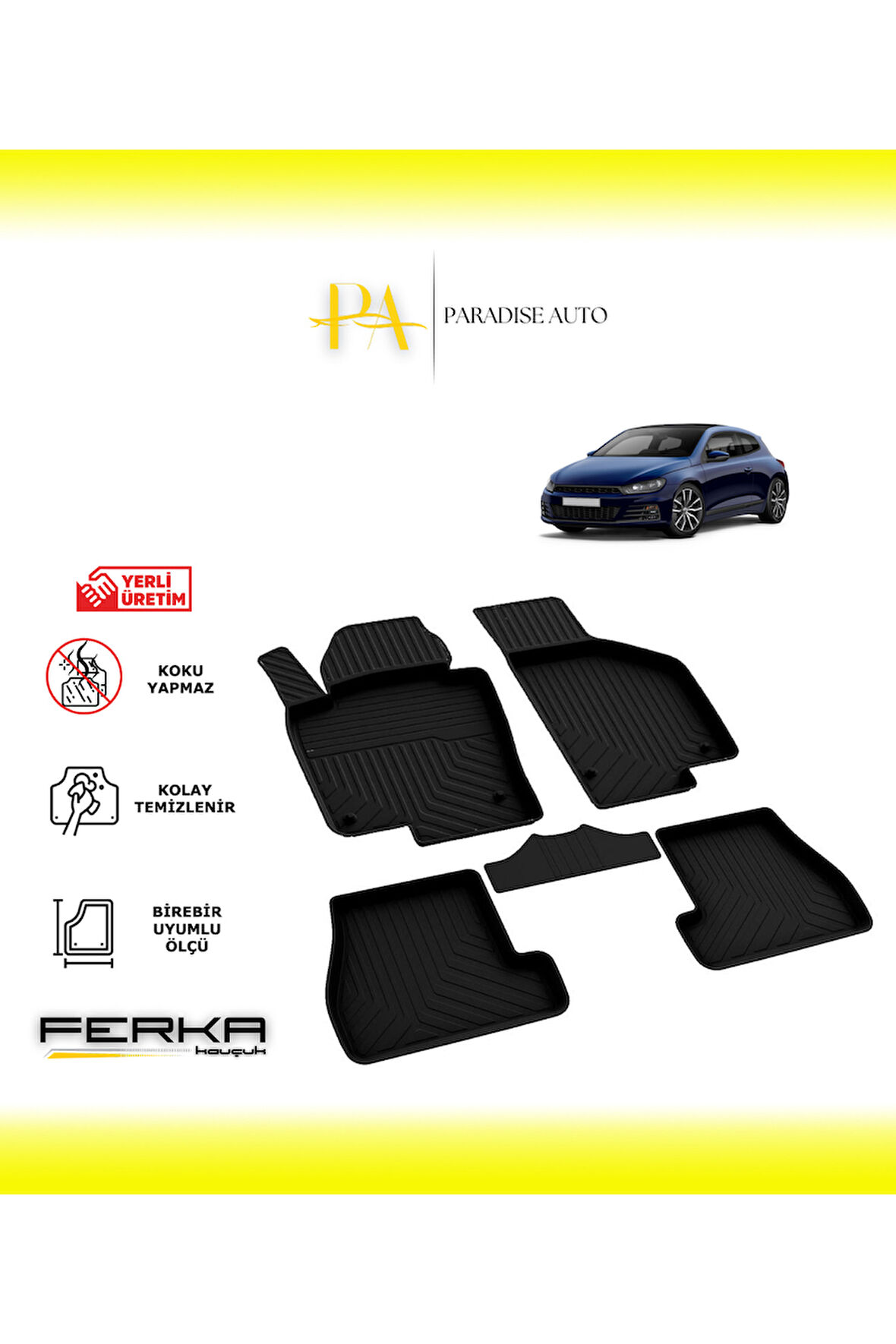 Volkswagen Scirocco 3 2009 ve Üstü 4D Havuzlu Paspas