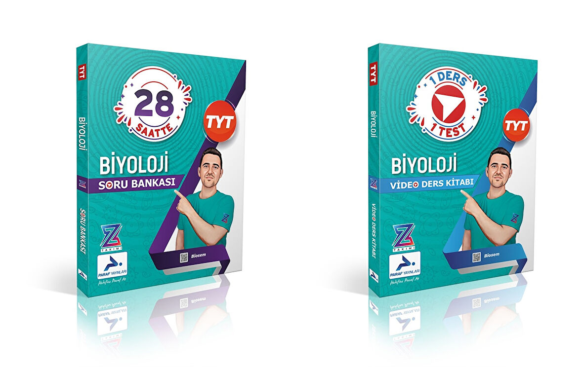 Paraf Z Takım 2025 Tyt Biyoloji Biosem Video Ders Kitabı + Soru Bankası Seti 2 Kitap