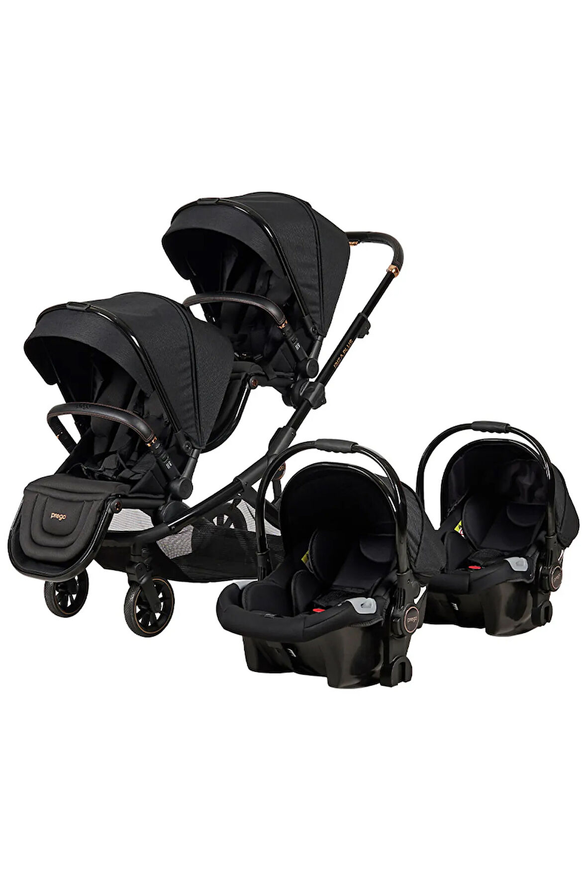 Ibiza Travel System (SEYEHAT SİSTEM) Ikiz Bebek Arabası 2 Adet Puset Tam Set Siyah (YENİ MODEL)