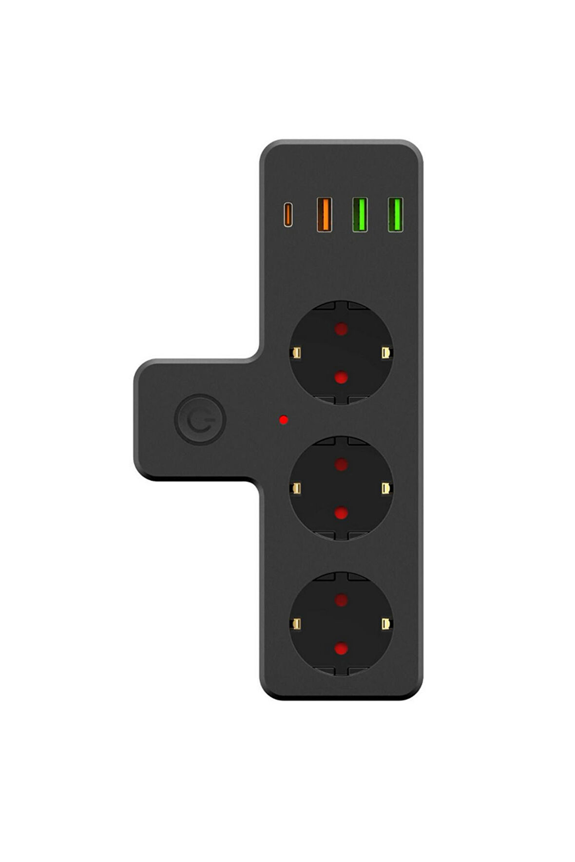 Termal Akım Korumalı Isıya Dayanıklı 3'lü Duvar Tipi Priz 3x Usb 1x Type-C Priz