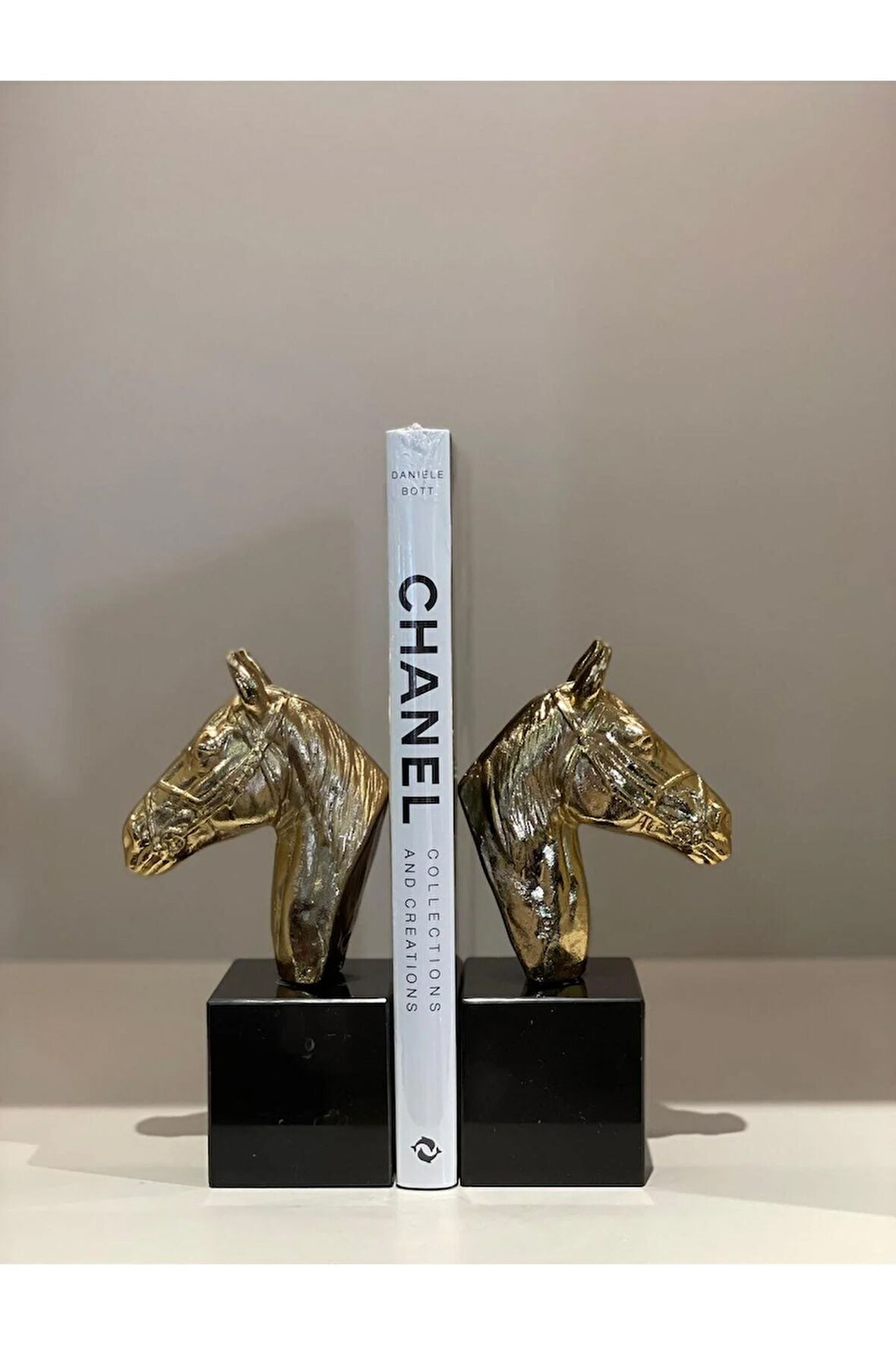 Pirinç At İkili Kitap Tutucu Gold