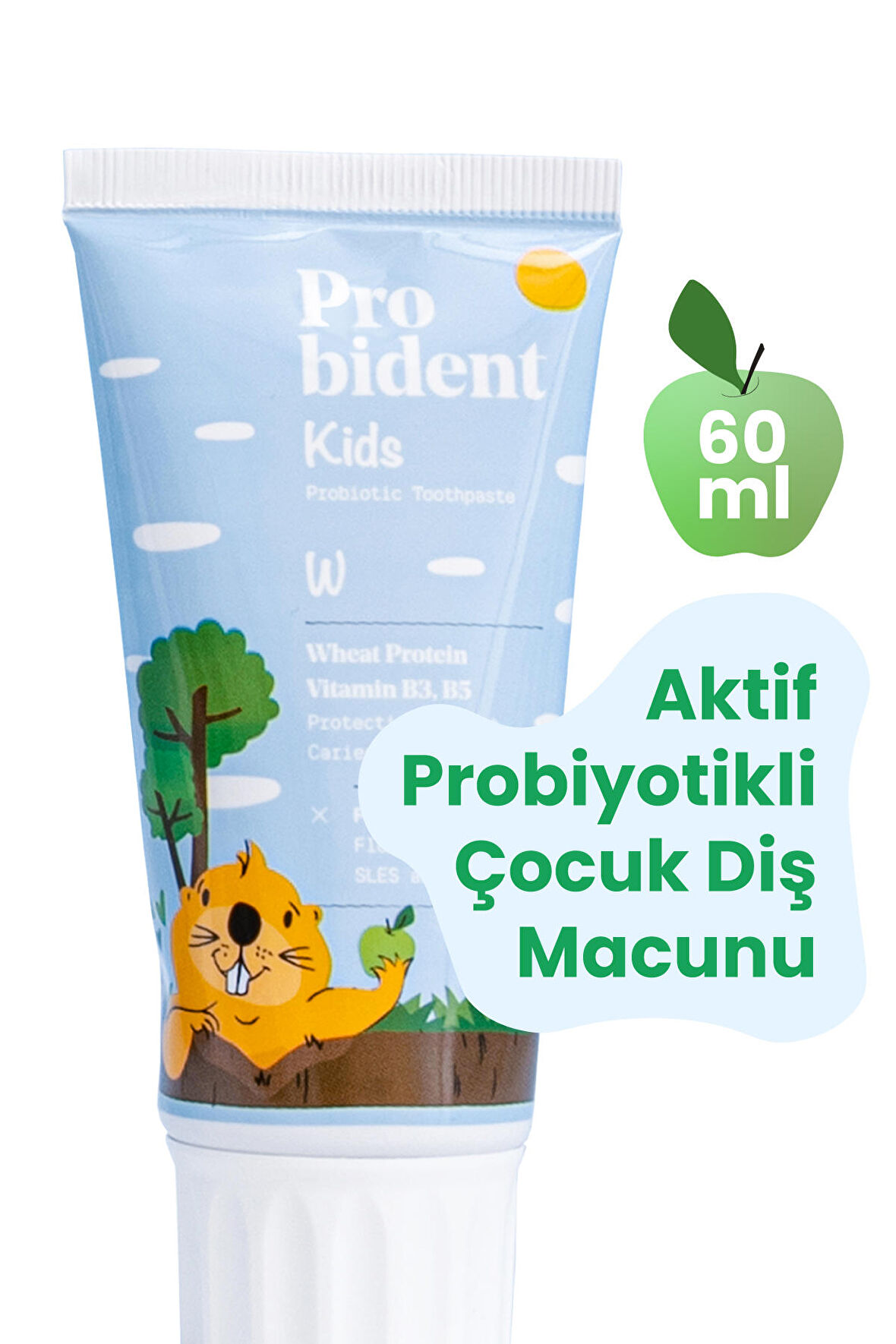 Probident Doğal Elma Aromalı Aktif Probiyotikli Çürük Önleyici Buğday Protein Peptidli Diş Macunu