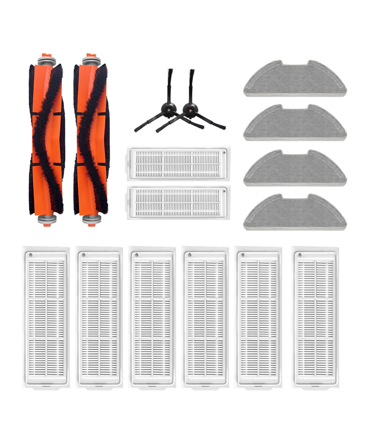 Xiaomi Mop 2 Pro (Siyah) MJST1SHW Uyumlu Yedek Fırça Filtre Mop Seti-16 Parça