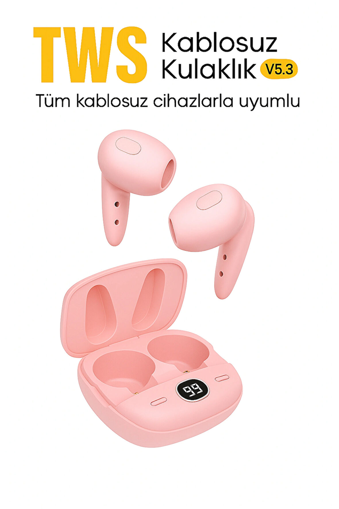 Pro 6plus Slikonsuz Kablosuz Bluetooth Kulaklık PEMBE