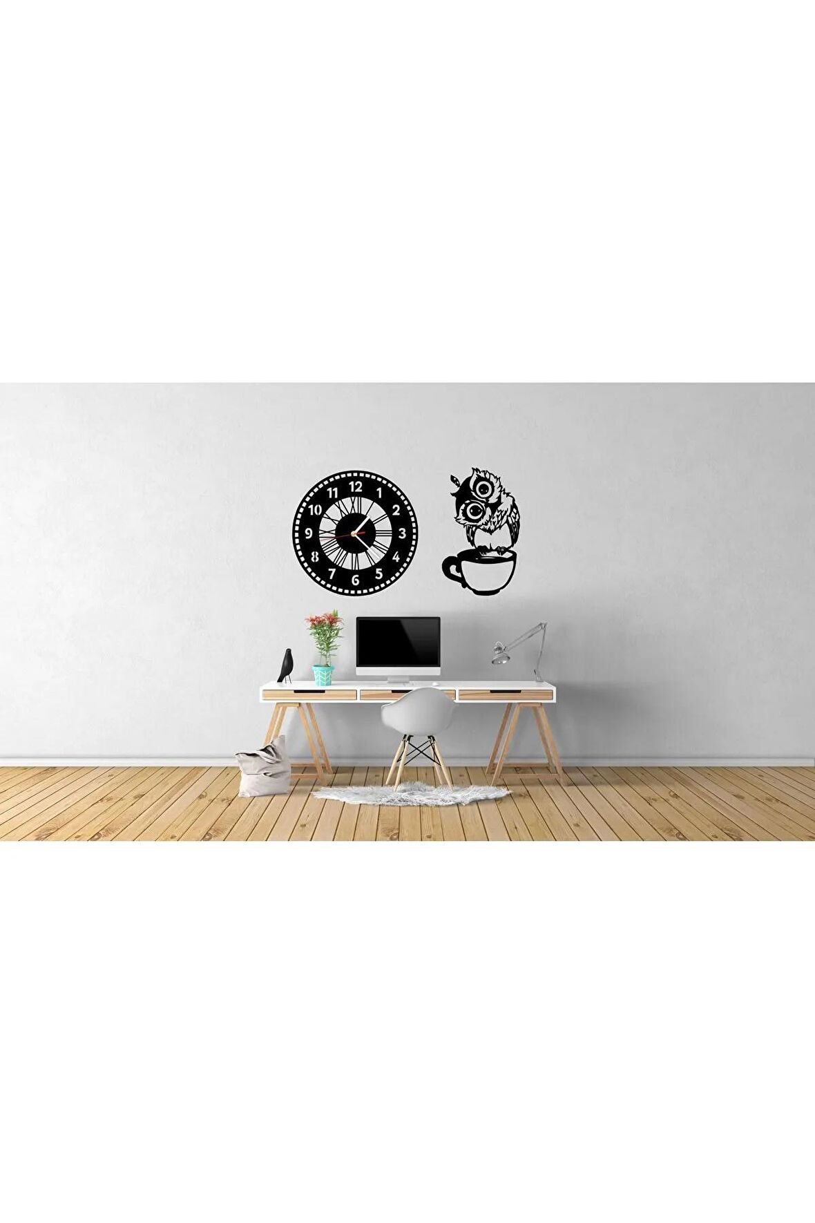 Dekoratif Duvar Saat +baykuş