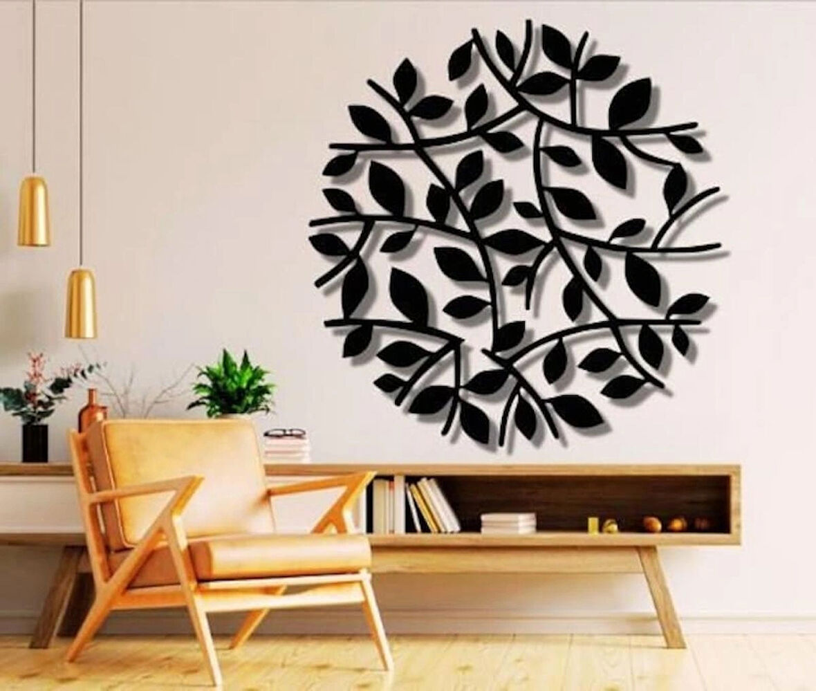 Yuvarlak Yaprakli Desenli Dekoratif Duvar Dekoru